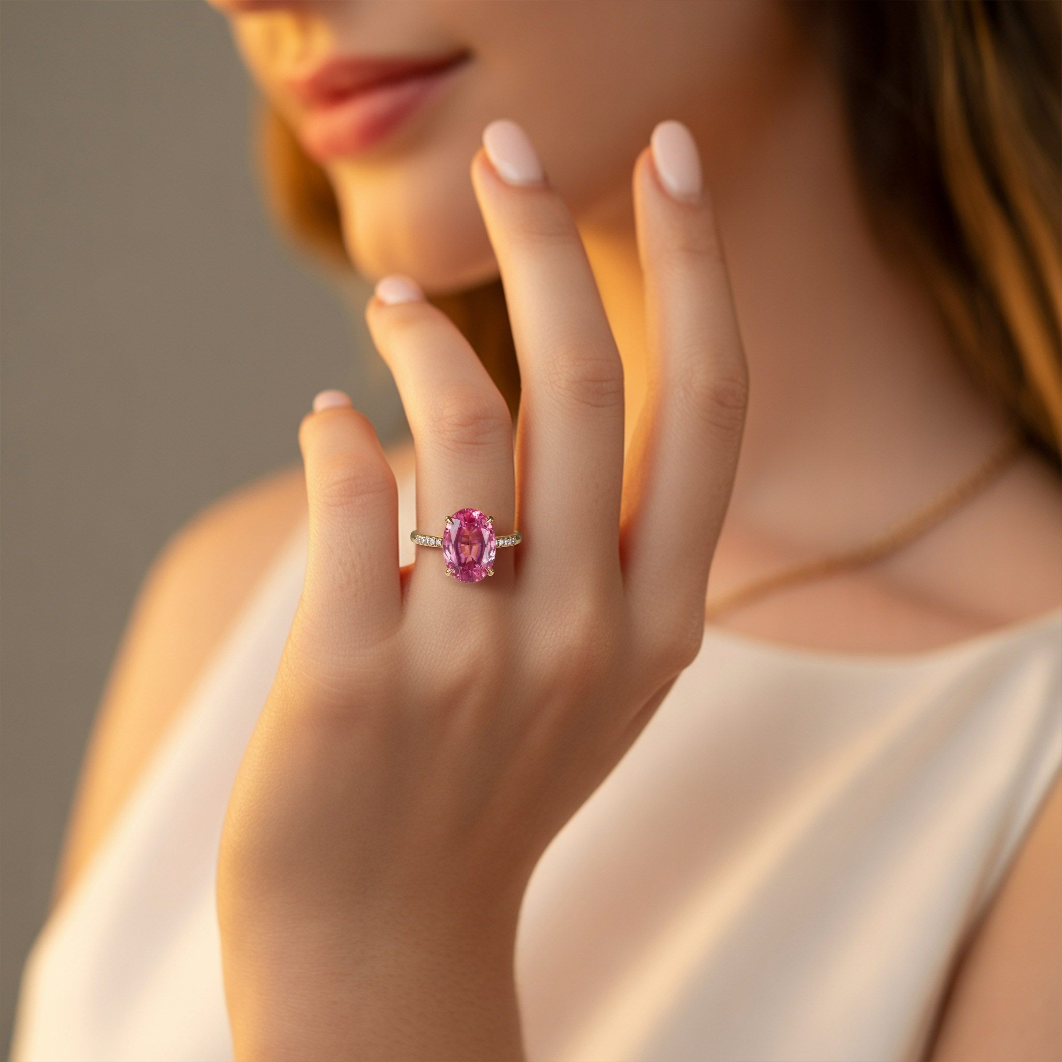La bague Opaline - Moissanite Rose
