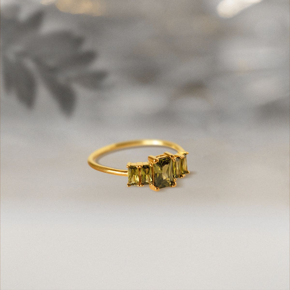 Bague personnalisée avec pierre de naissance taille émeraude - Acier inoxydable