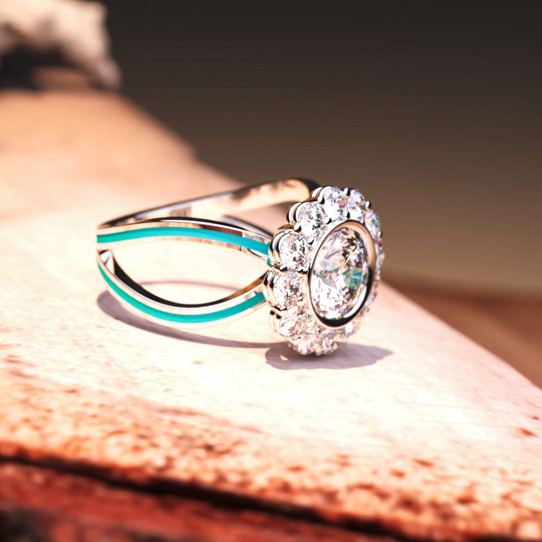 Ocean's Bloom: Bague Grappe de Diamants - Argent Sterling S925