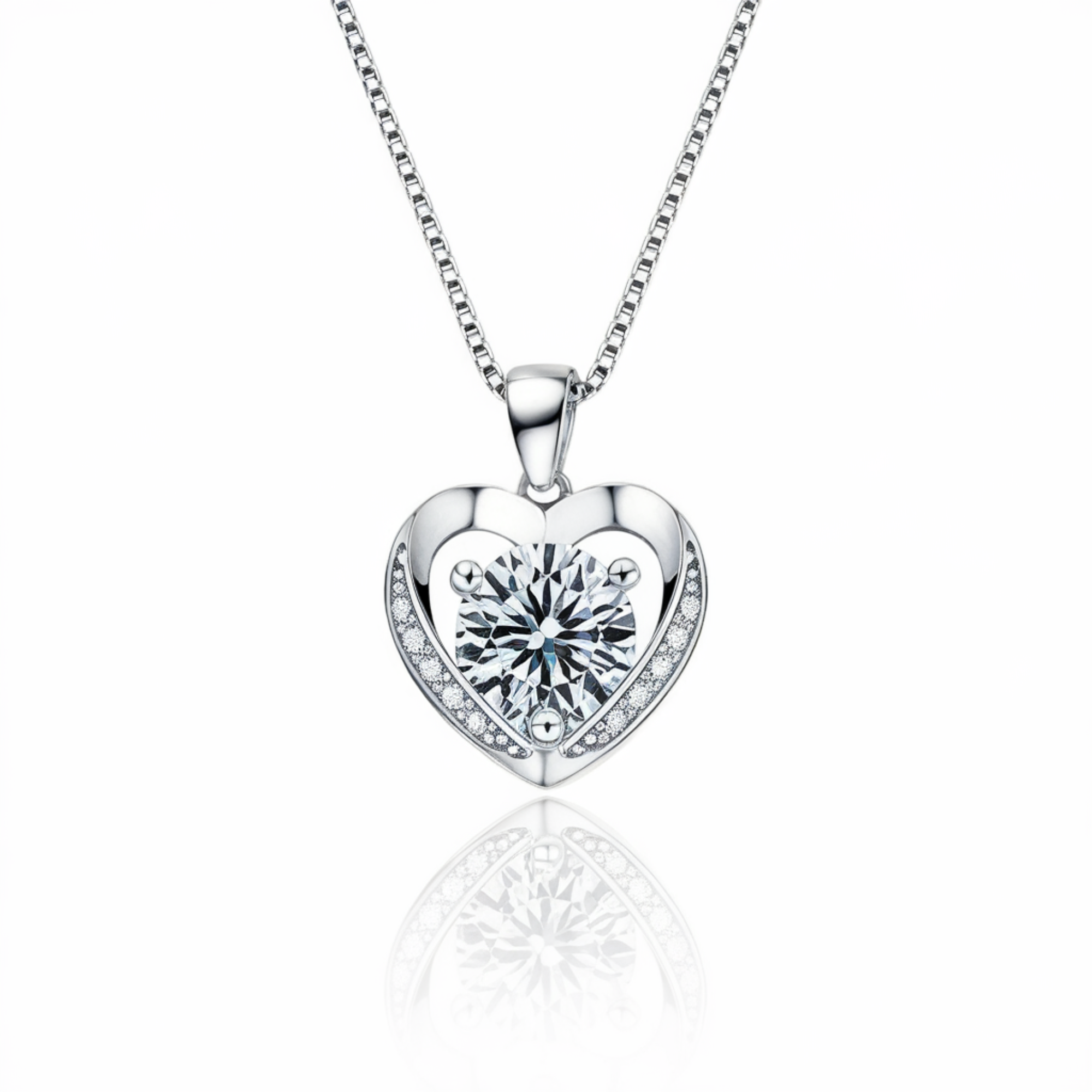 Collier avec Pendentif Moissanite Cœur Éternel