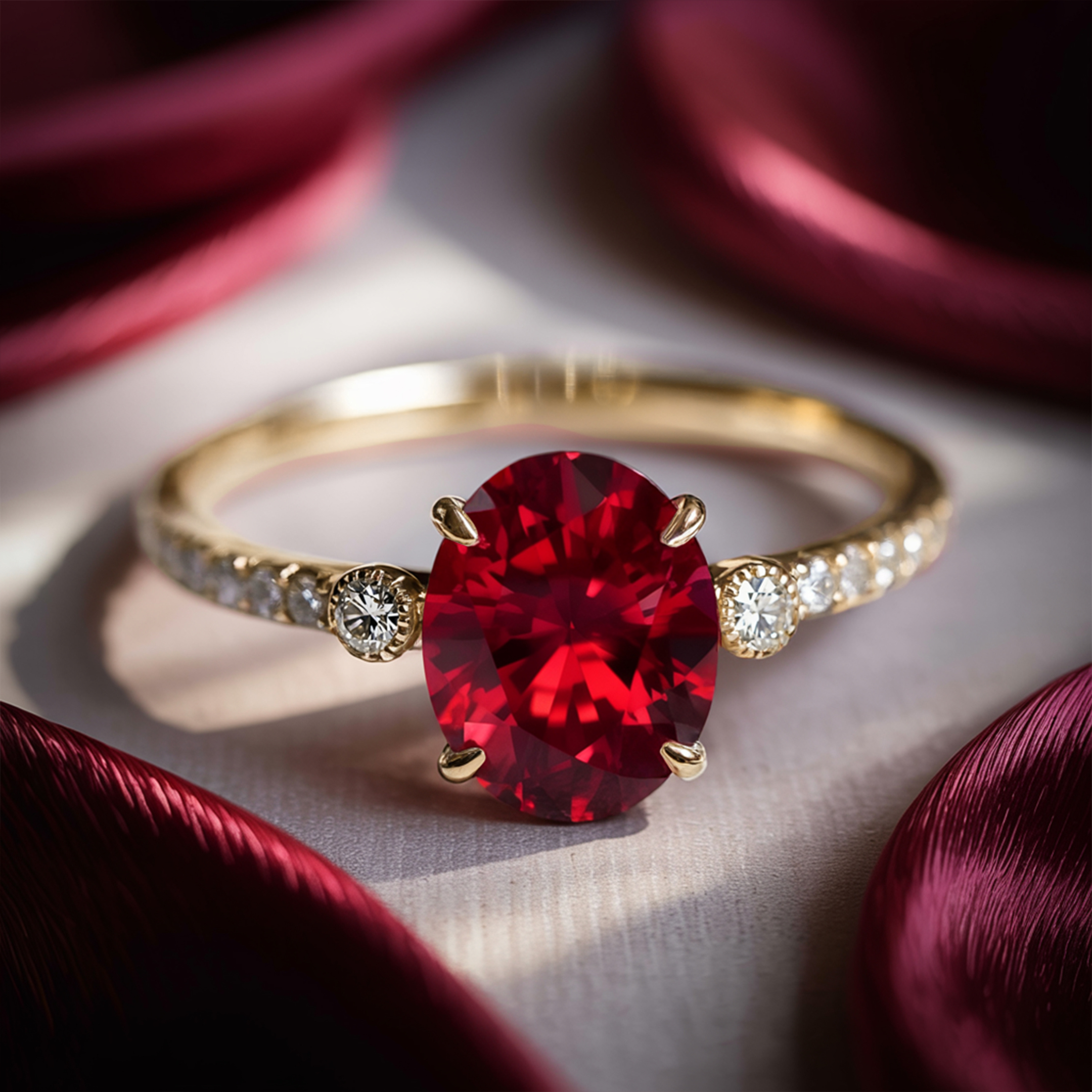 The Luna - Red Moissanite Ring