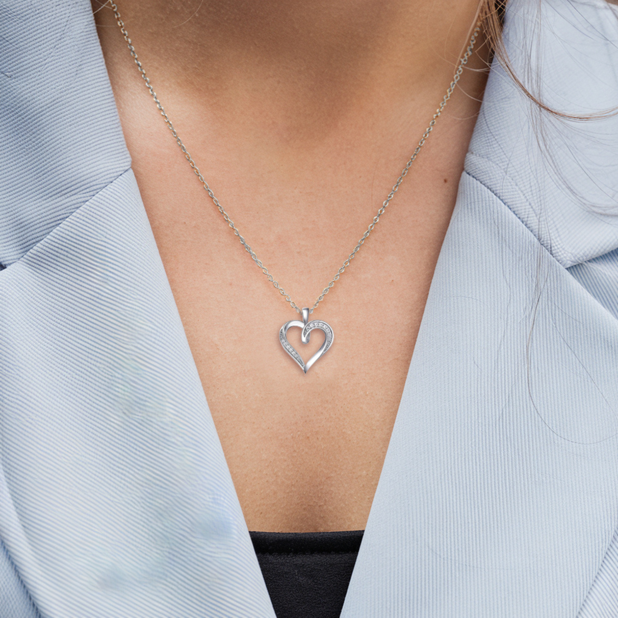 Pendentif Cœur Ruban Diamant