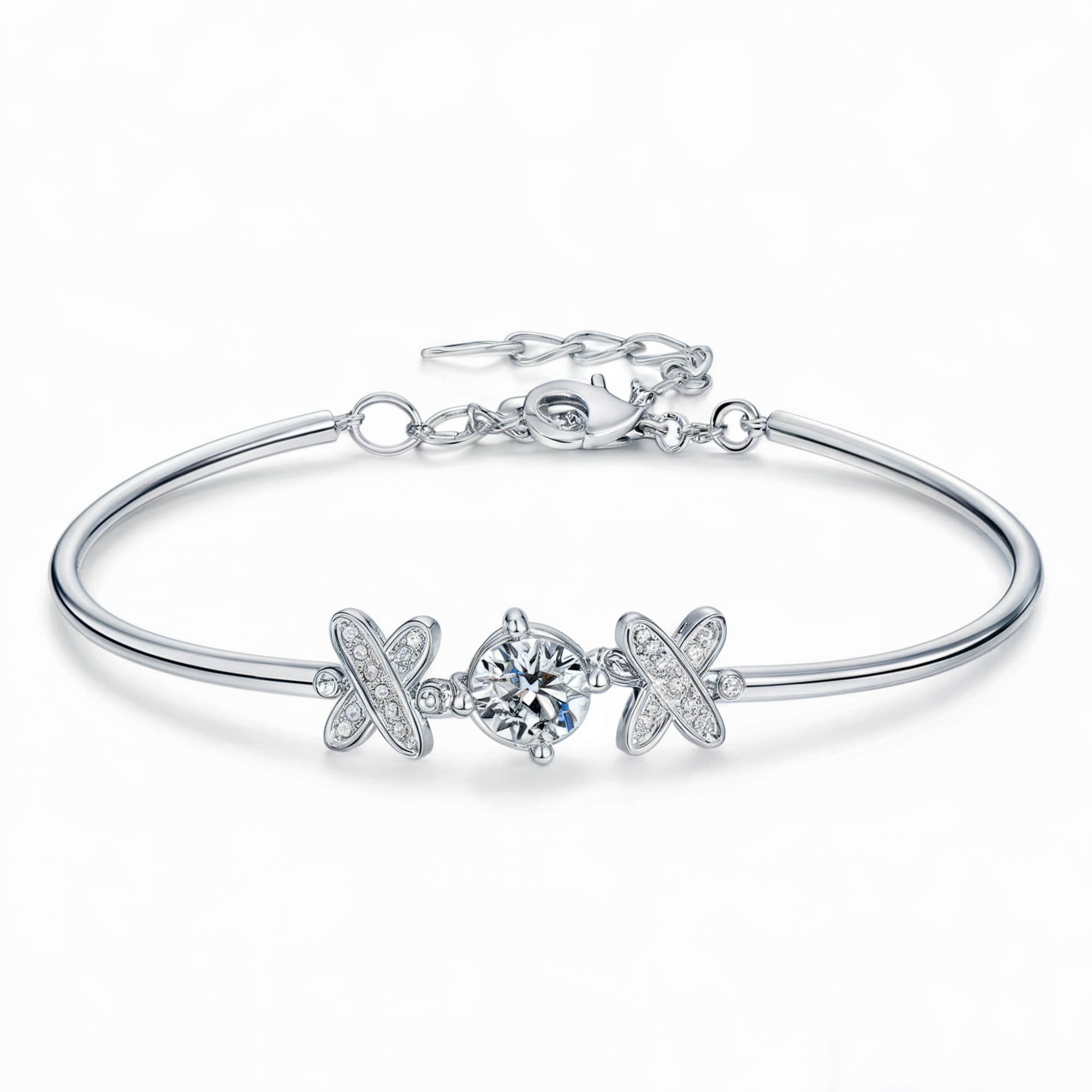 Bracelet jonc avec diamants ronds