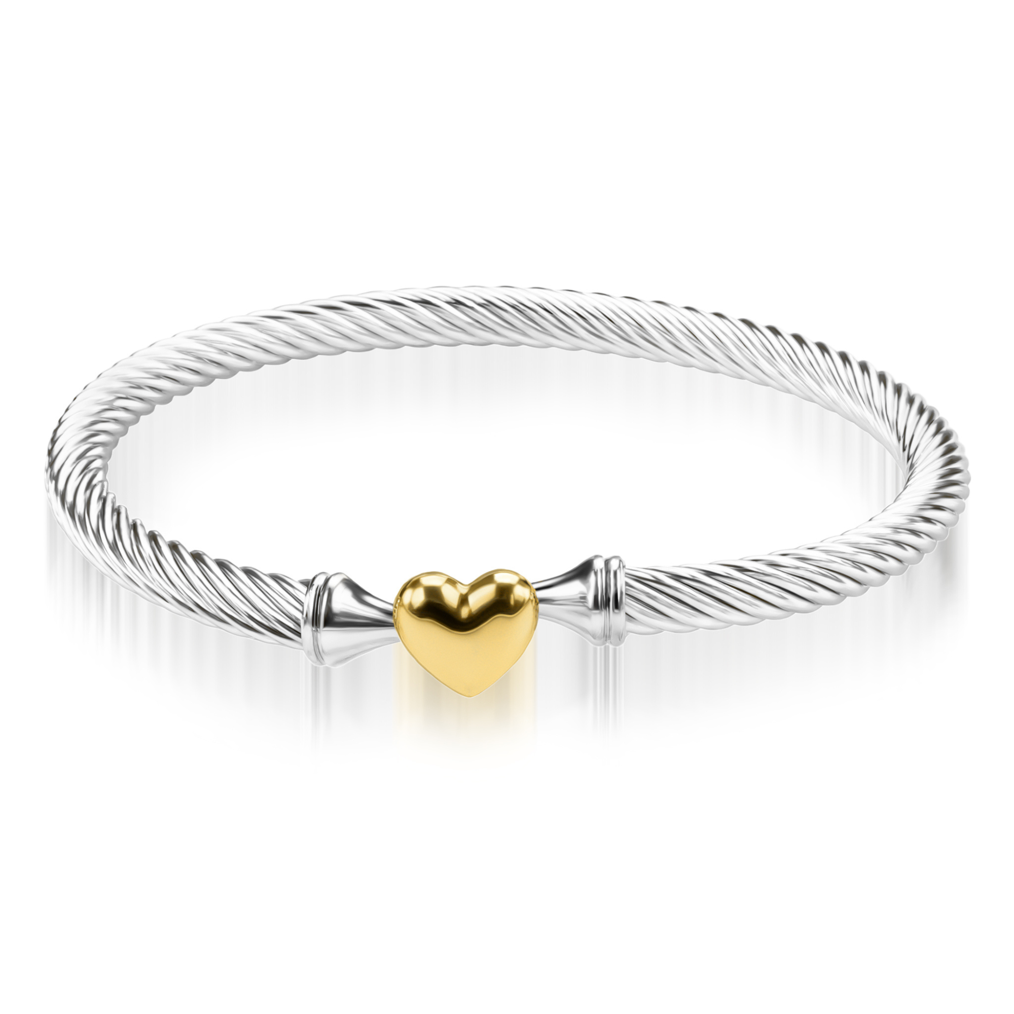 Élégant bracelet cœur en or câble