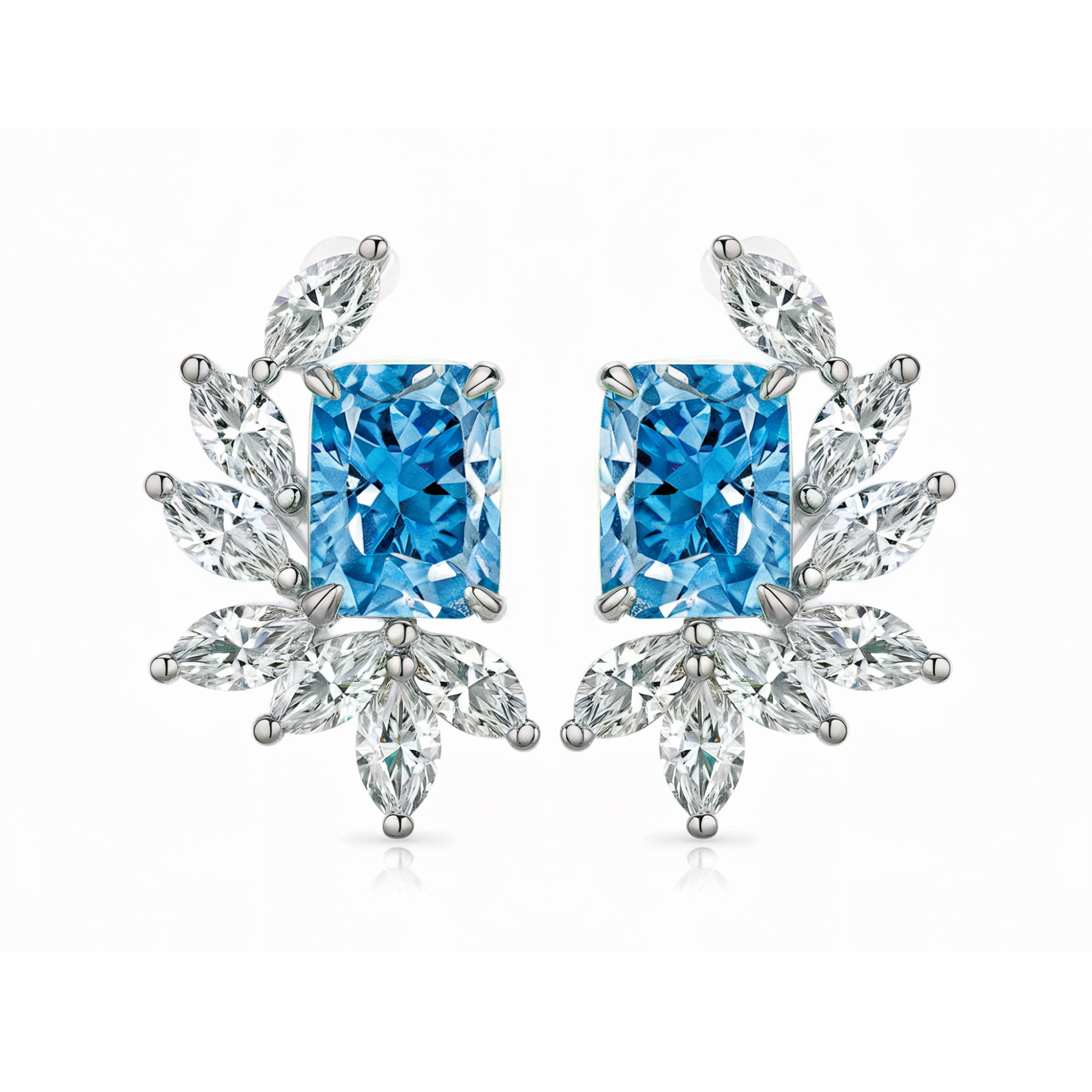 Boucles d'oreilles diamant taille radiant rose