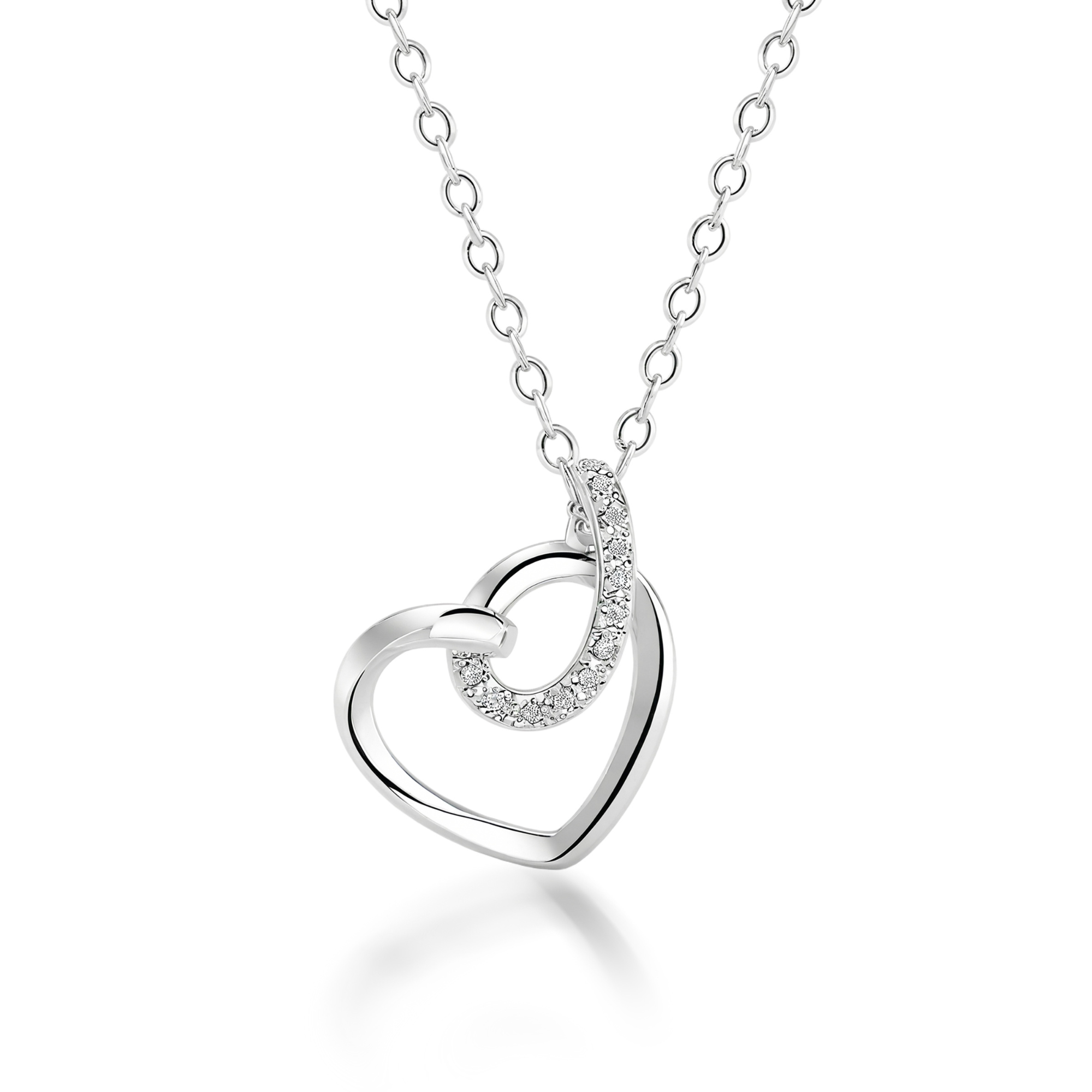 Collier Cœur Incliné Pavé Diamants