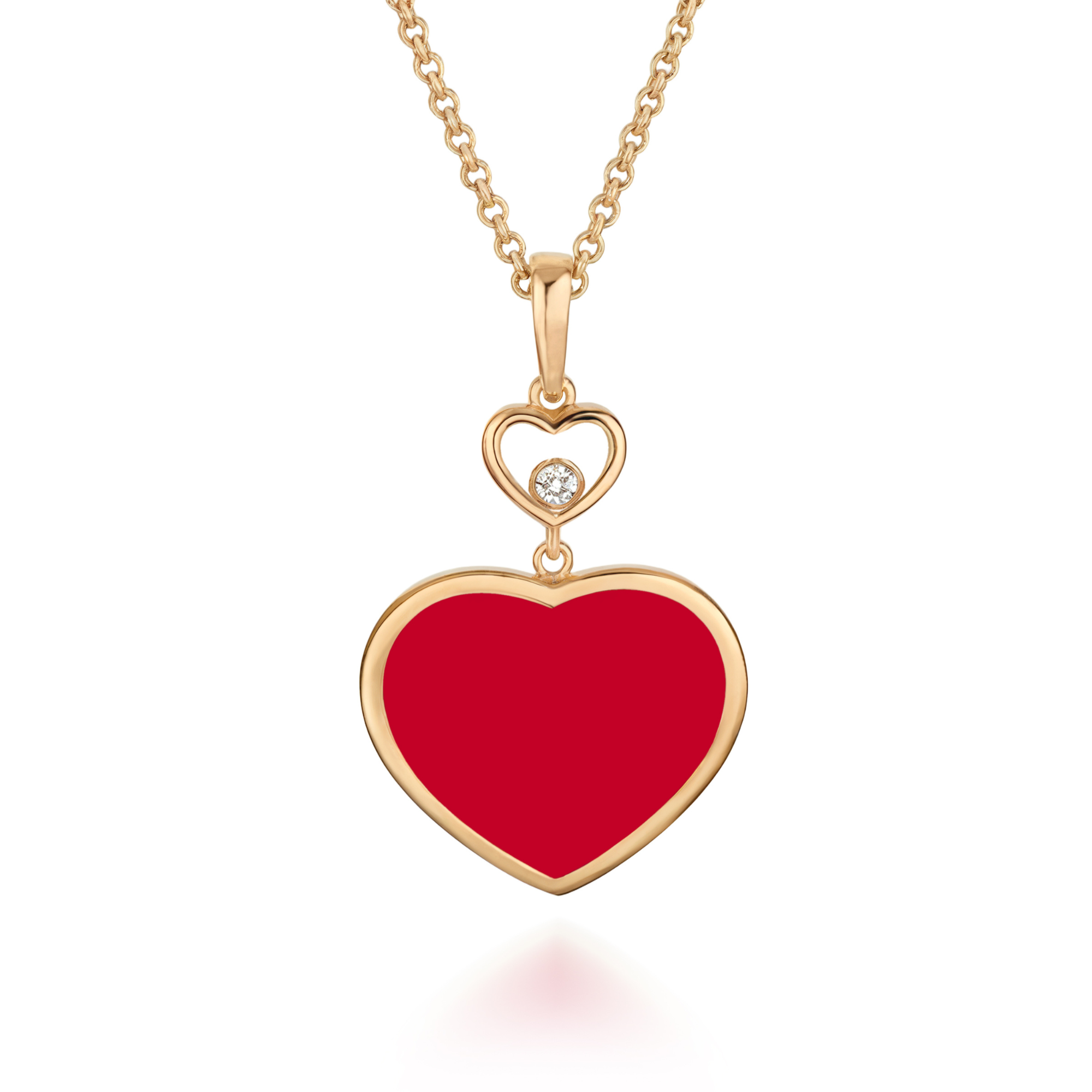 Pendentif Coeur Rouge Avec Diamant