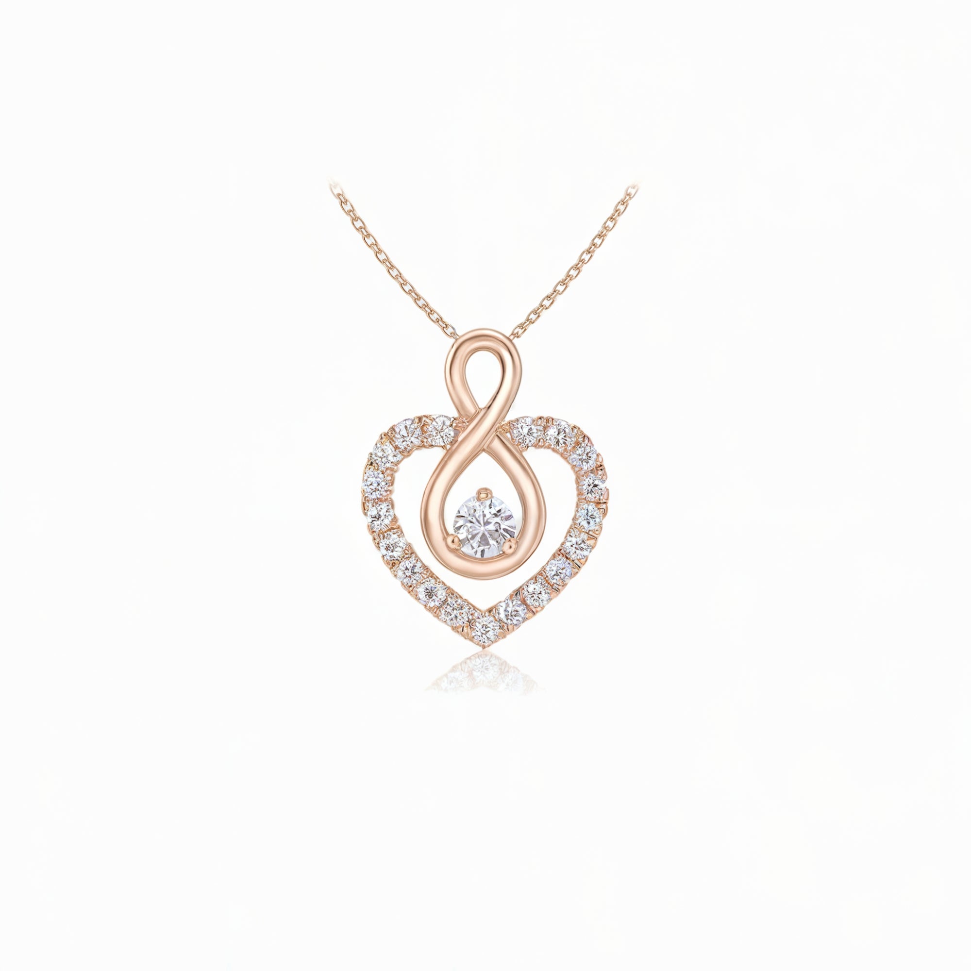 Collier Cœur Diamant Boucle Infinie