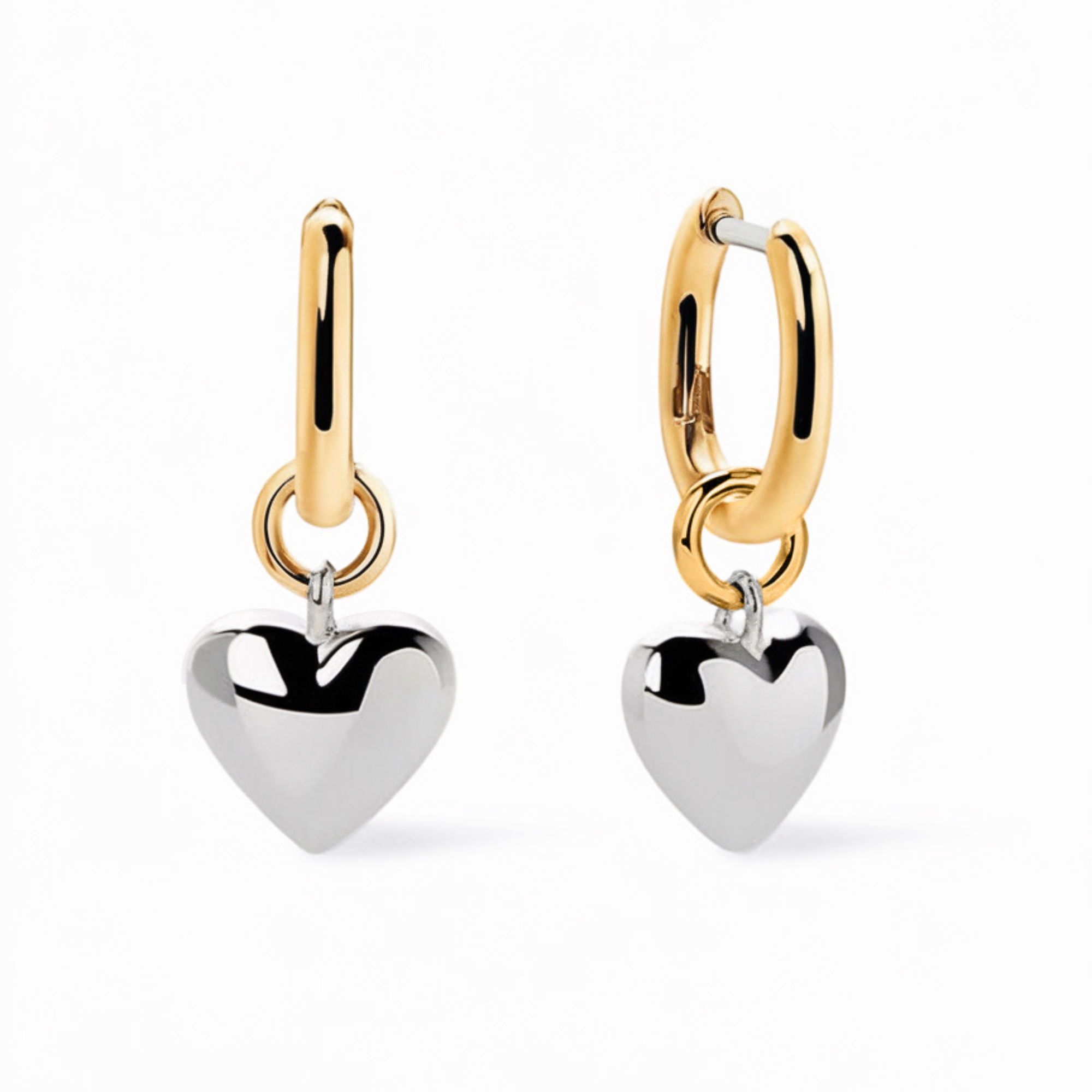 Boucles d'oreilles cœur entrelacé Or et Argent