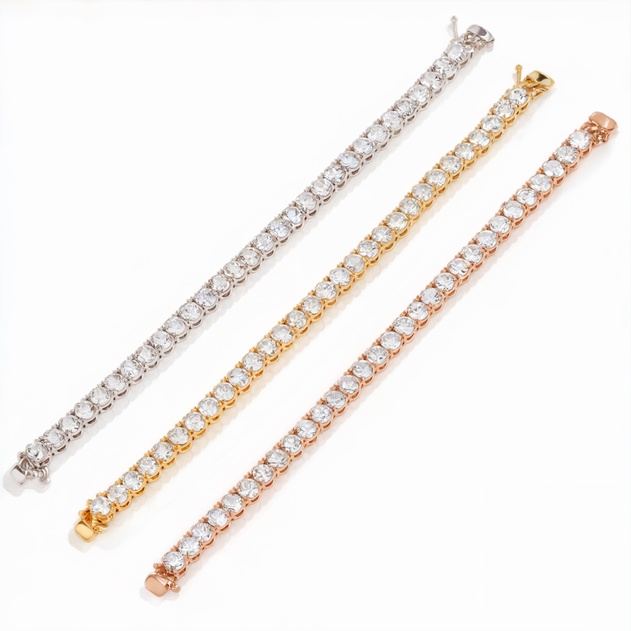 Élégant bracelet tennis en or rose et moissanite