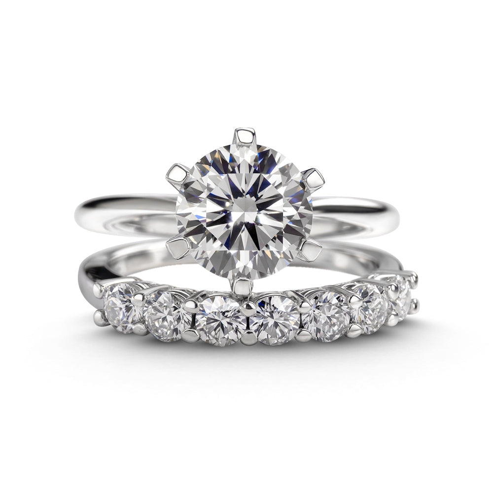 Élégant ensemble de bagues Moissanite taille ronde