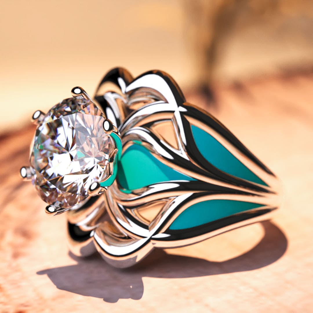 L'Étoile Océane : Bague Diamant Éthique - Argent Sterling S925