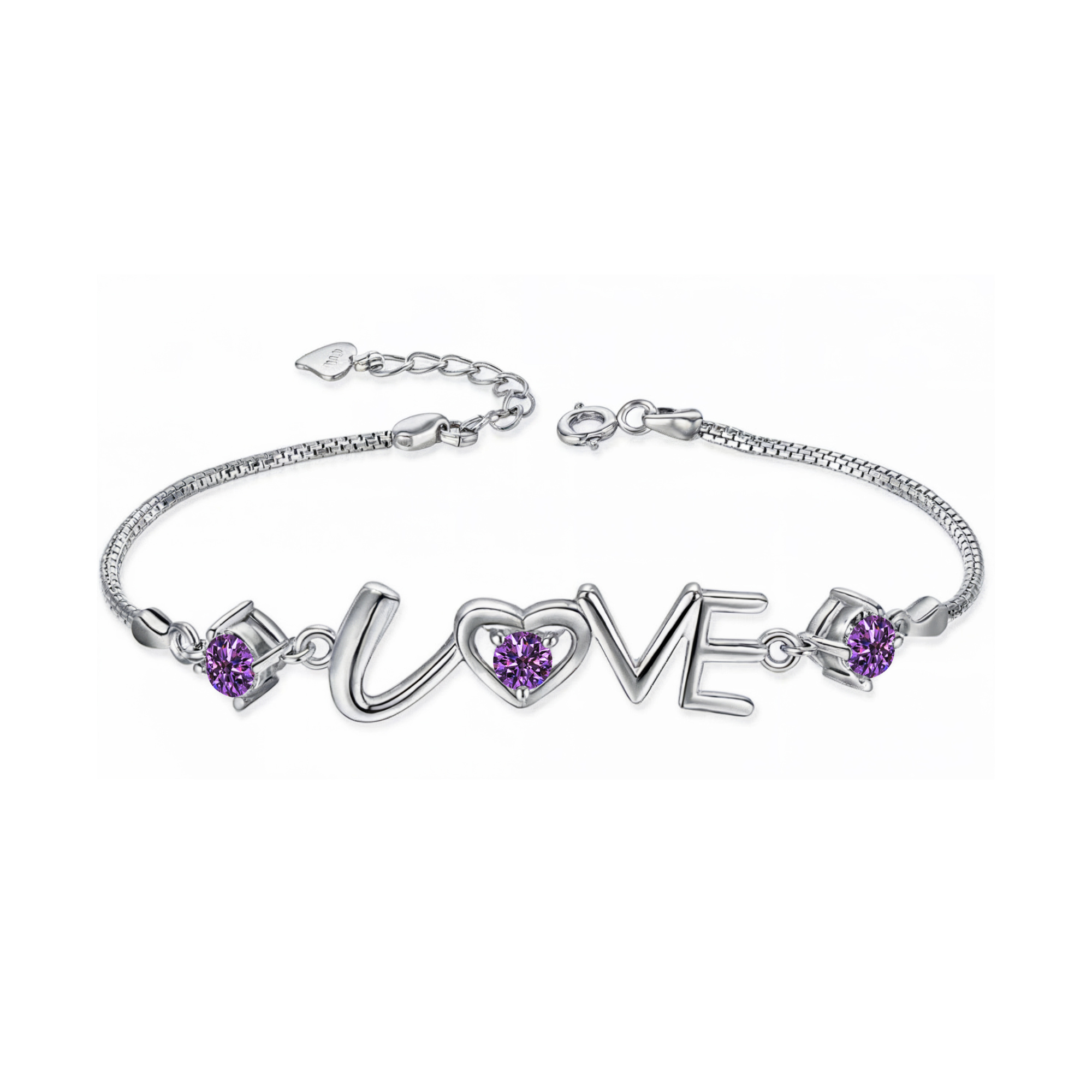 Bracelet d'amour avec délicats diamants violets