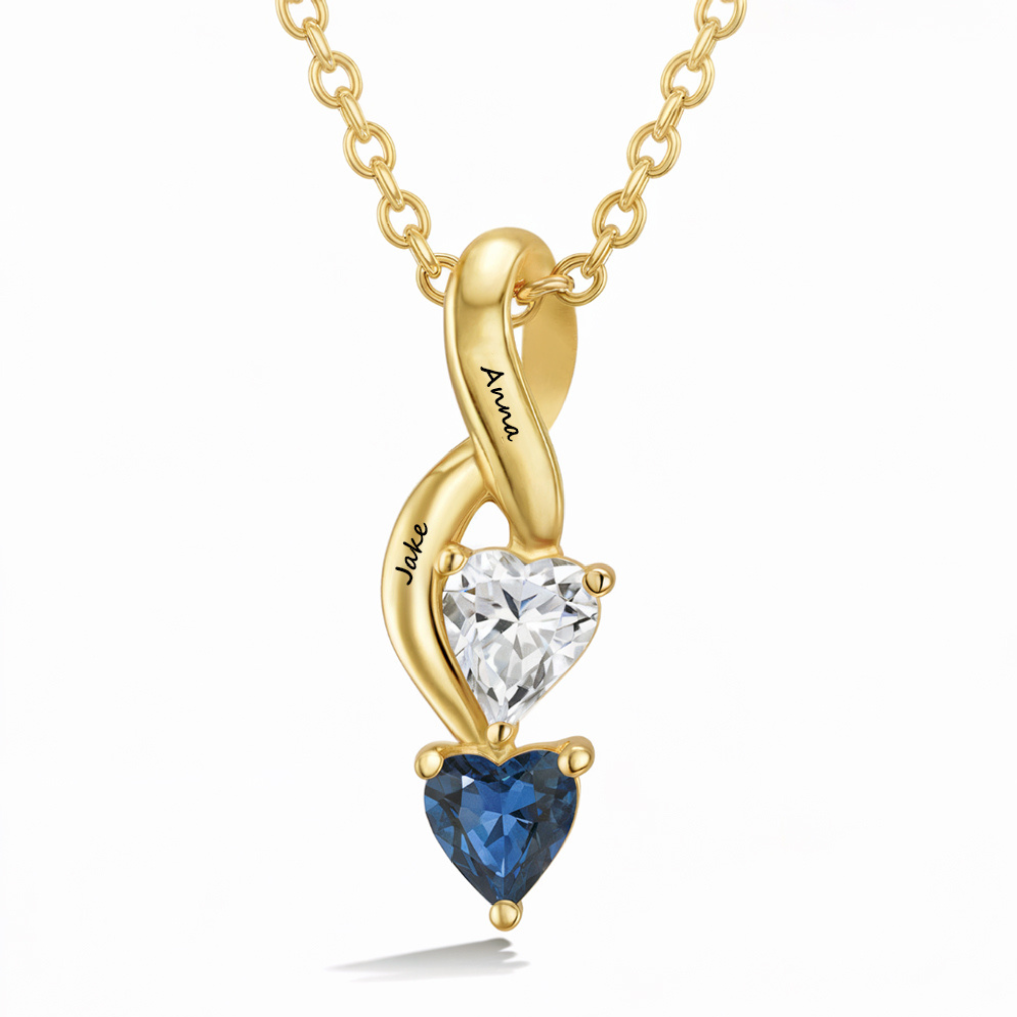 Collier infini avec pierre de naissance en cœur