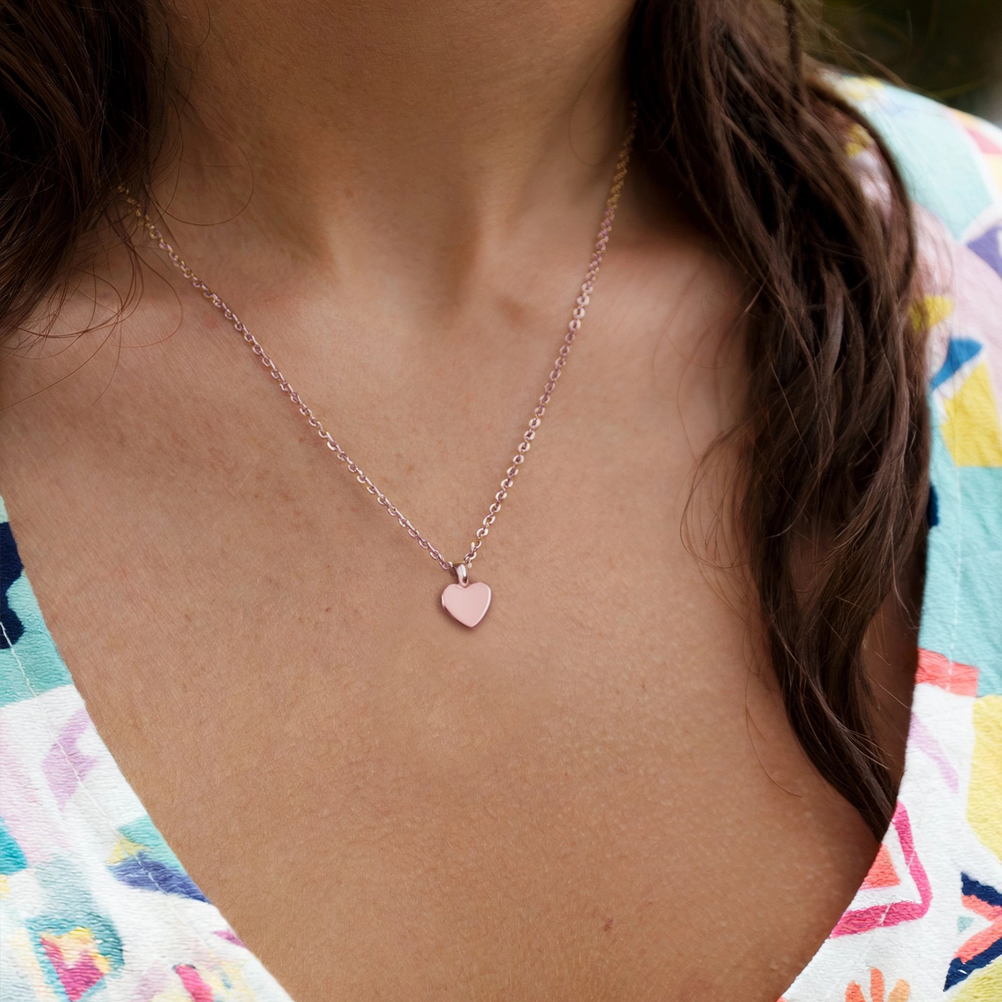 Collier Cœur Poli Or Rose
