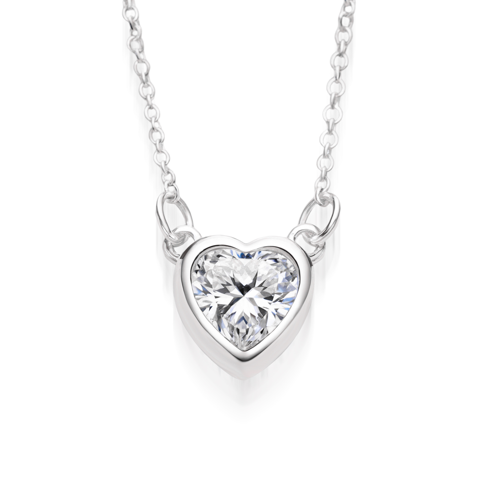 Collier Cœur Diamant Lunette Rose