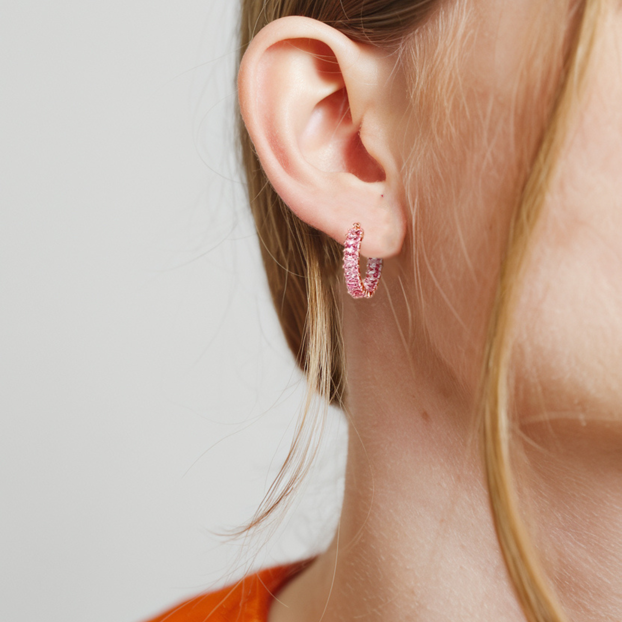Boucles d'oreilles baguette coussin rose