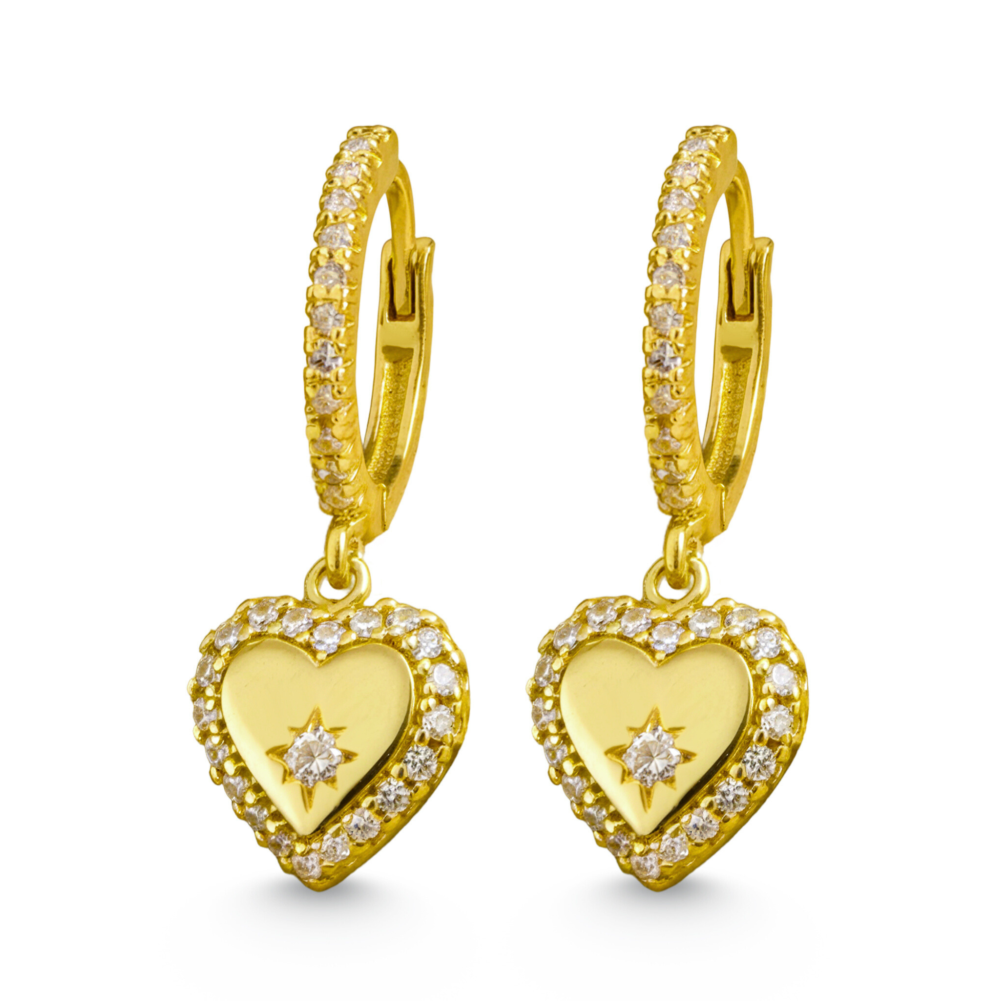 Boucles d'oreilles créoles pavées en forme de cœur