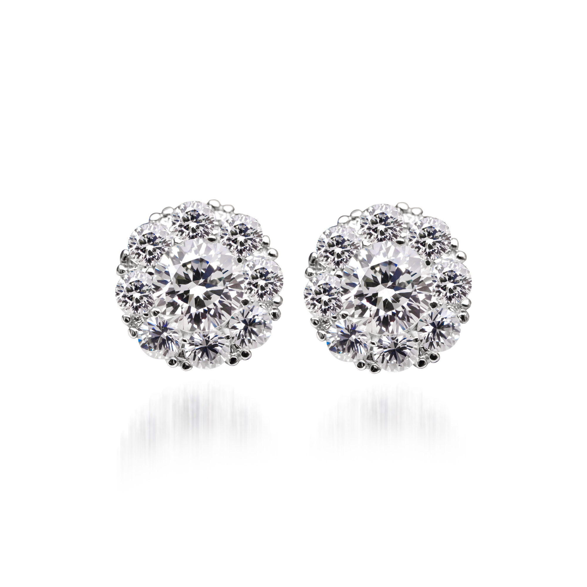 Boucles d'oreilles halo rose en grappe