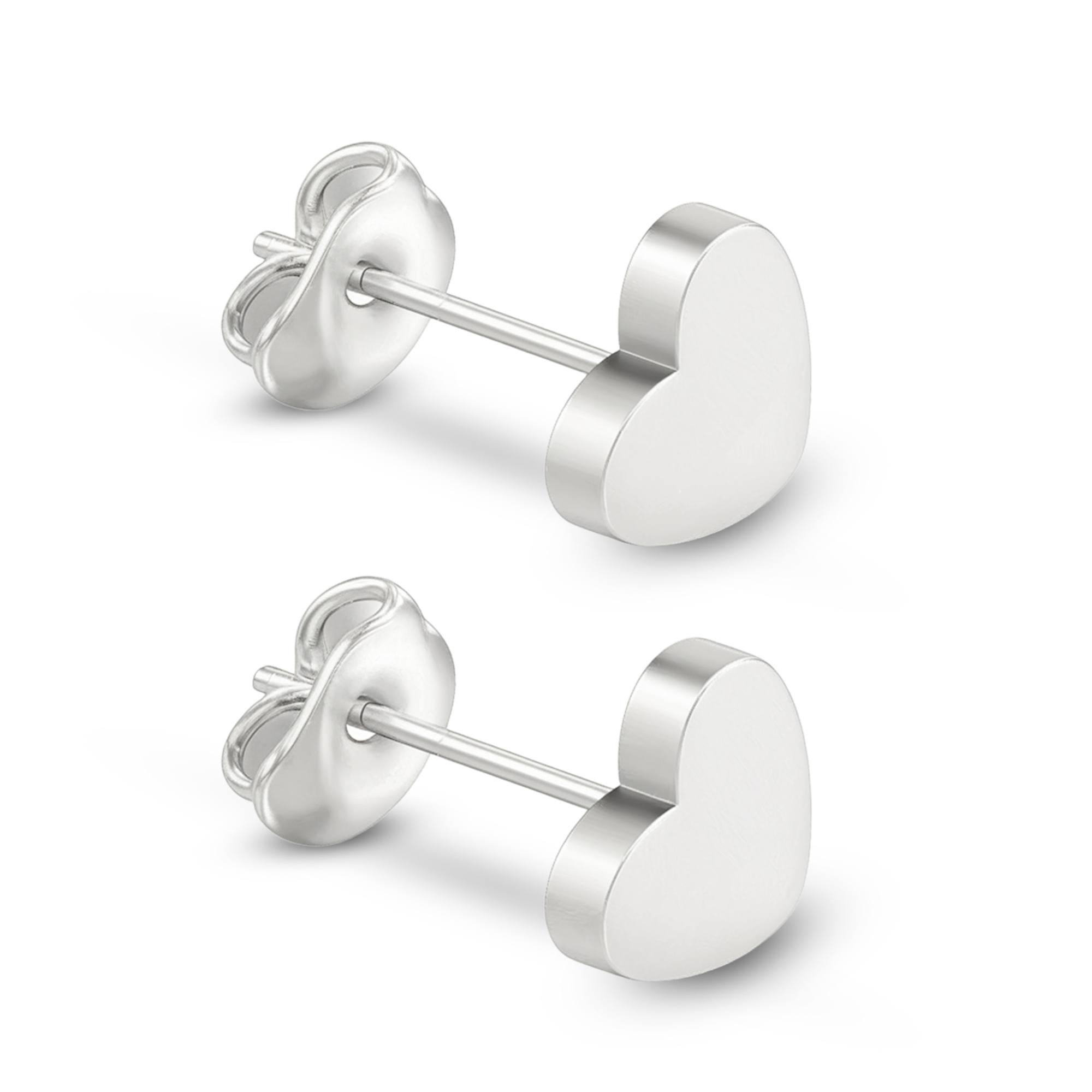 Élégantes boucles d'oreilles puces cœur plat