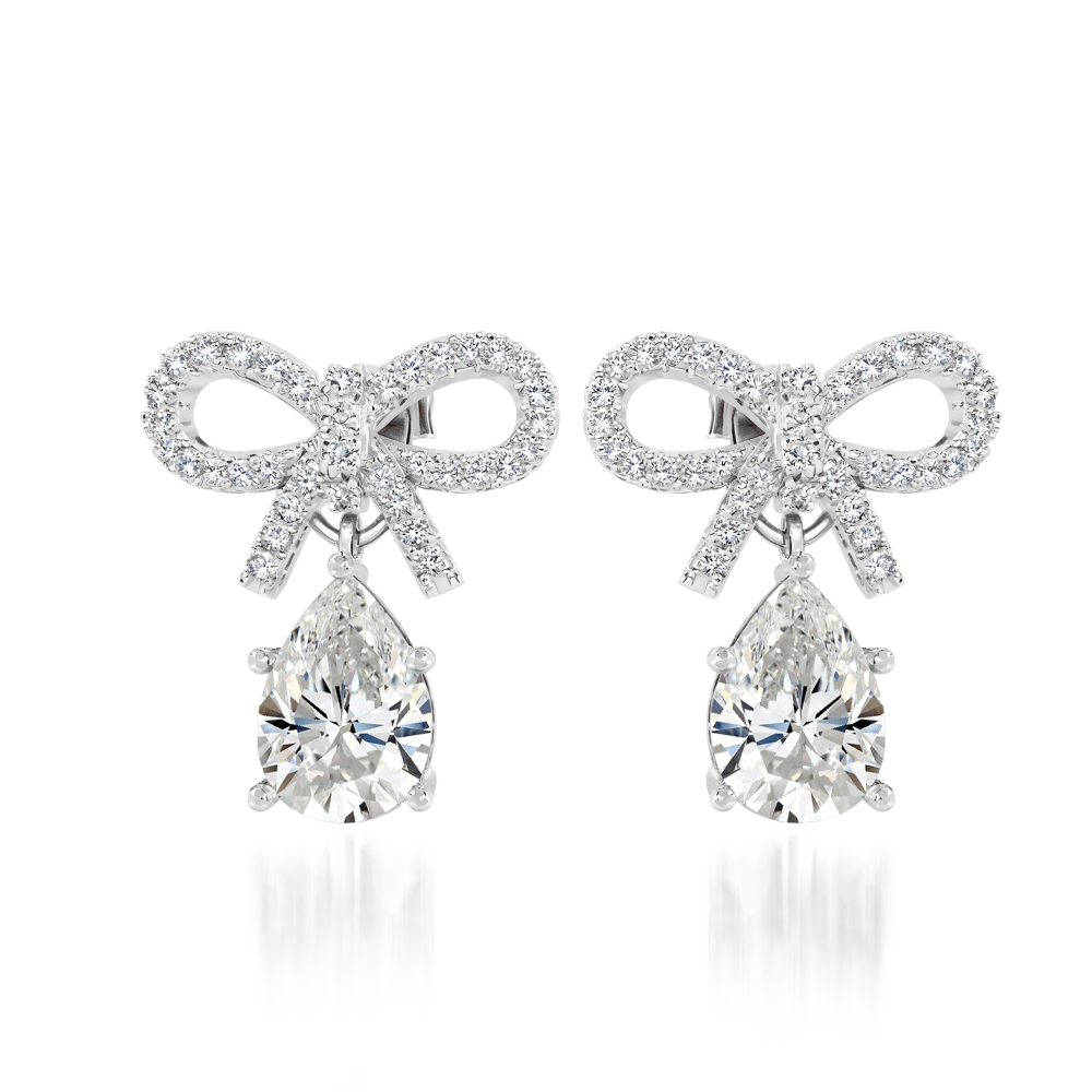 Boucles d'oreilles diamant rose ruban