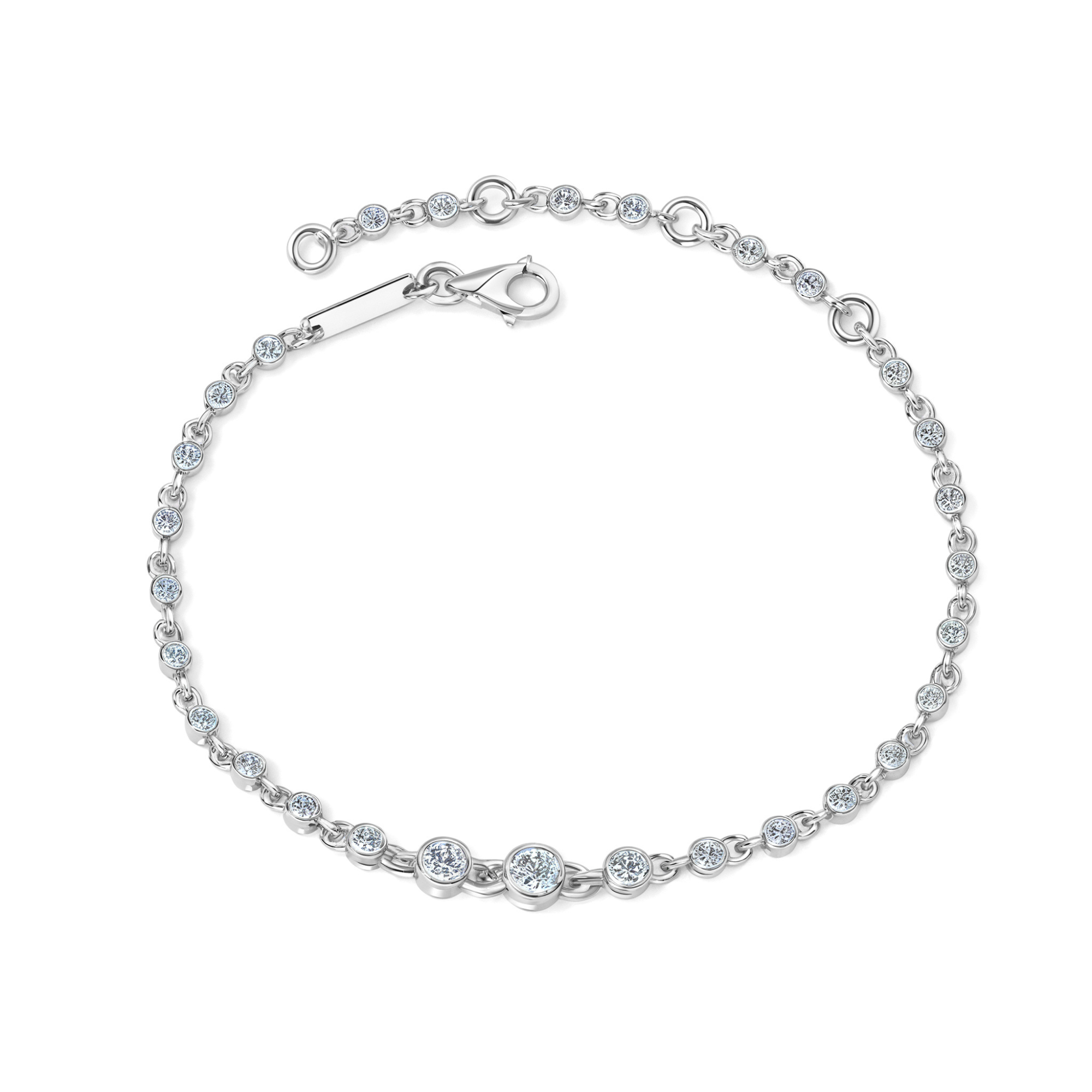 Chaîne tennis moissanite, lunette argentée
