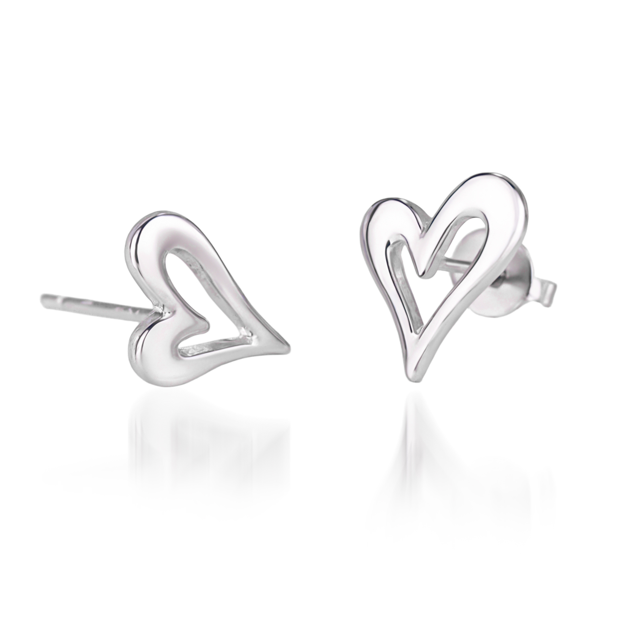 Boucles d'oreilles clous contour cœur
