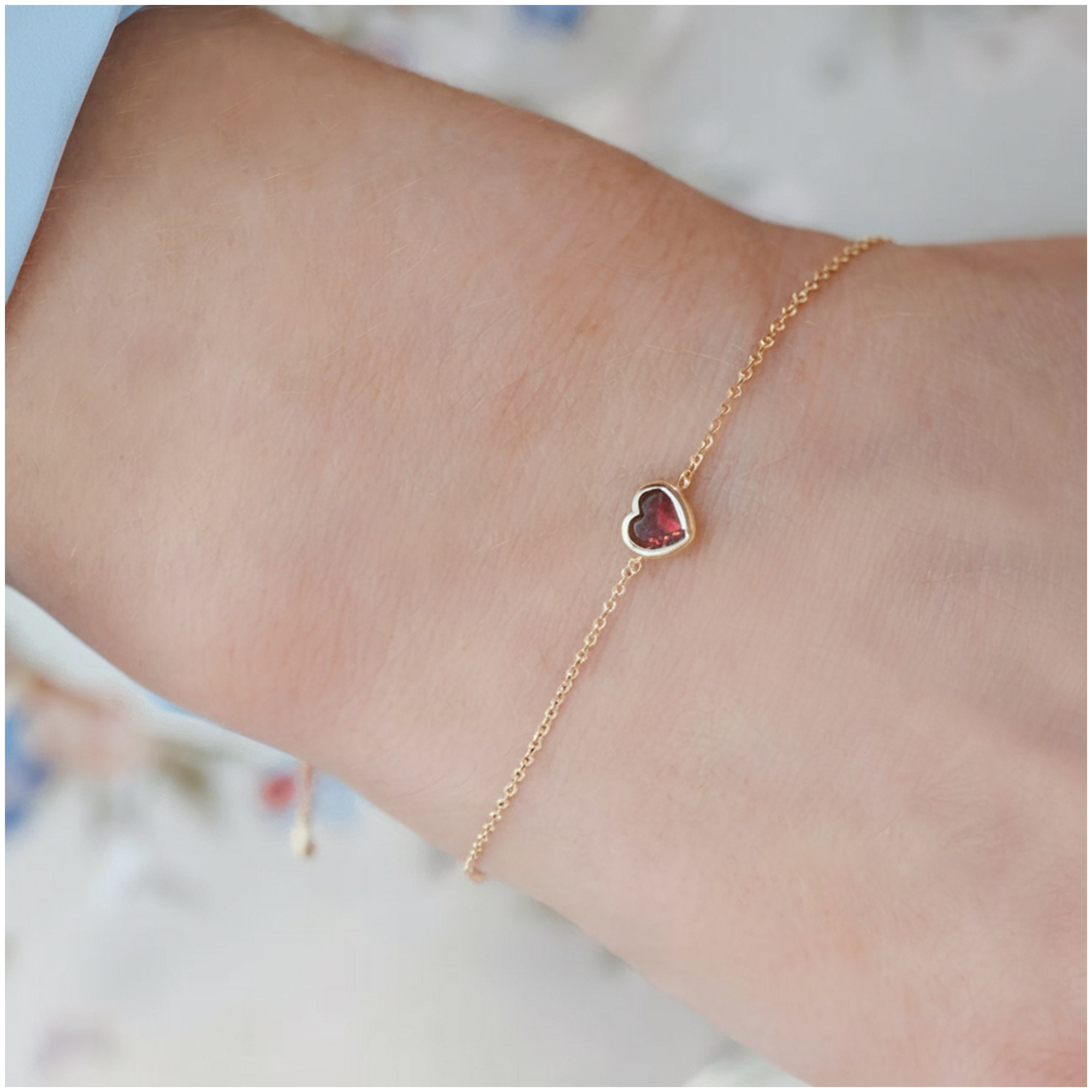 Bracelet Cœur Rubis Minimaliste