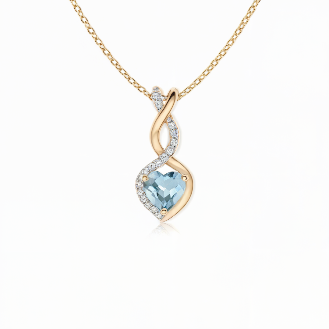 Collier Cœur Infini Aigue-Marine