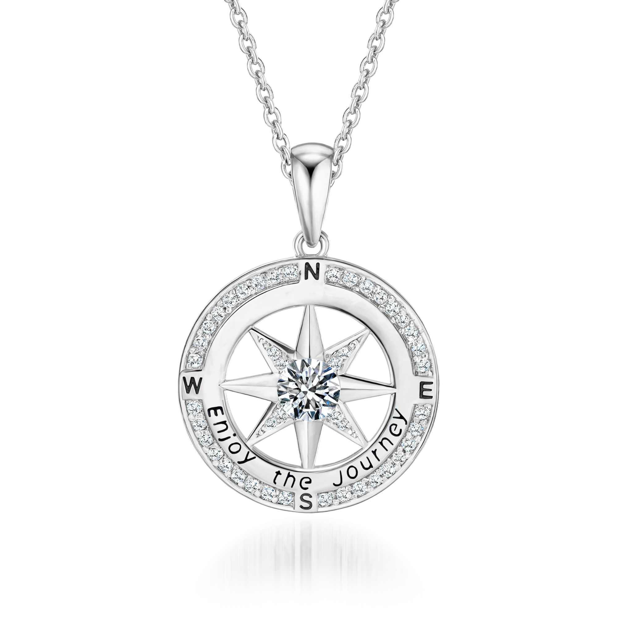 Collier Boussole Diamant 'Profitez du Voyage'