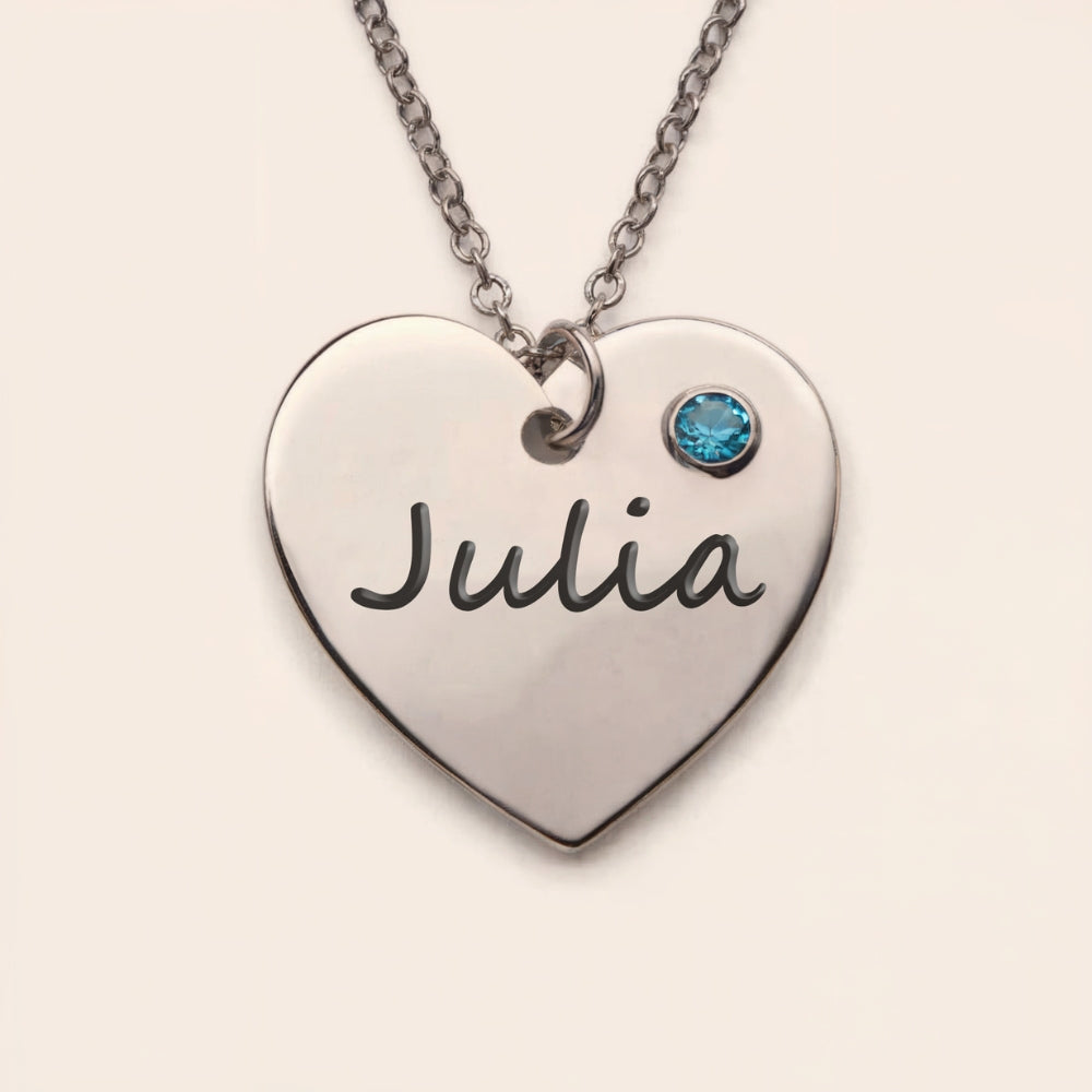 Le Collier Cœur Argent Pierre de Naissance