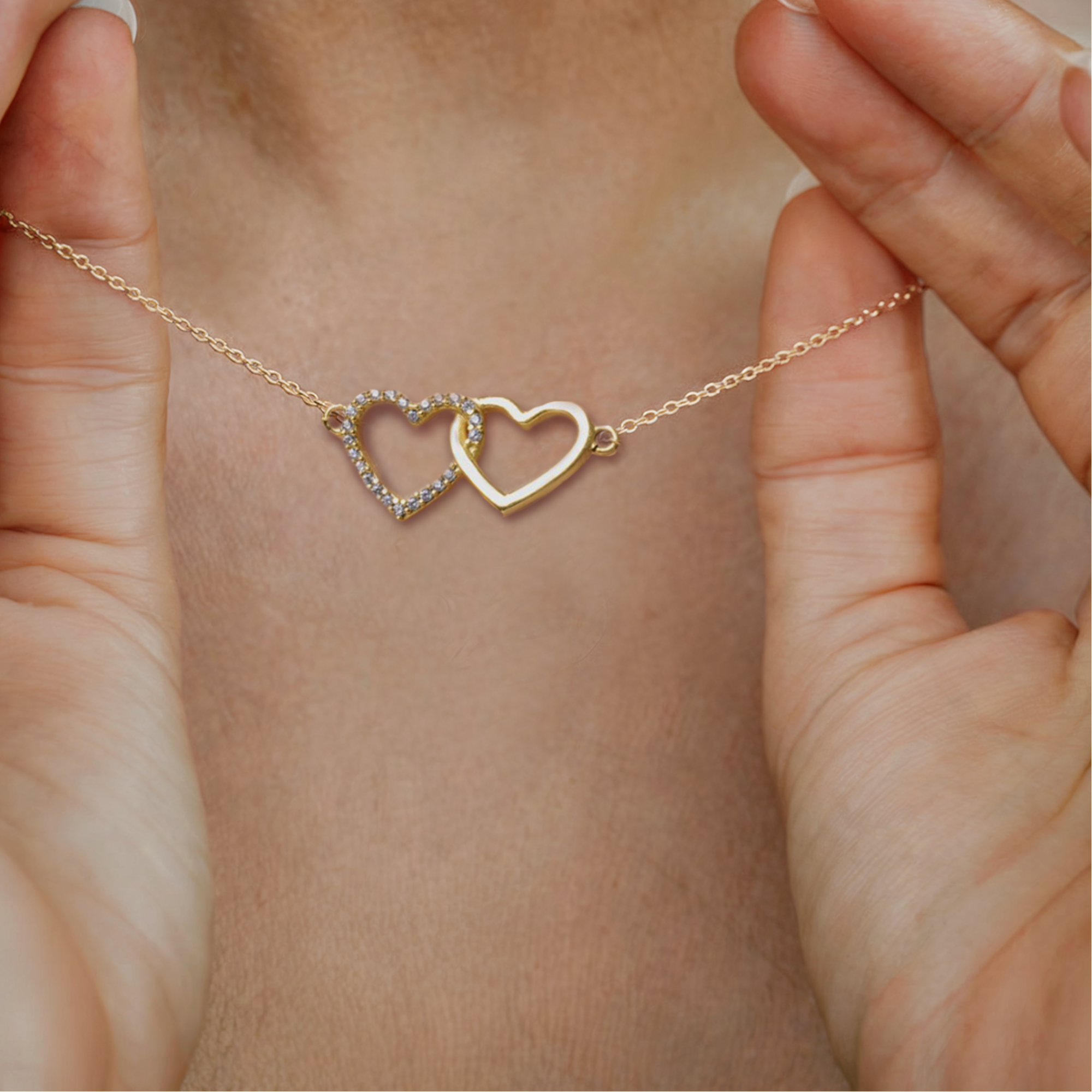 Collier Diamant Cœurs Entrelacés