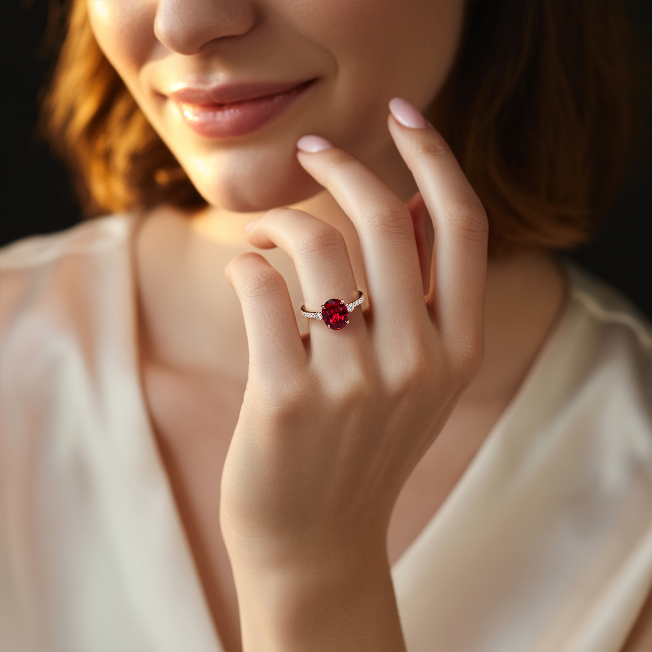 The Luna - Red Moissanite Ring