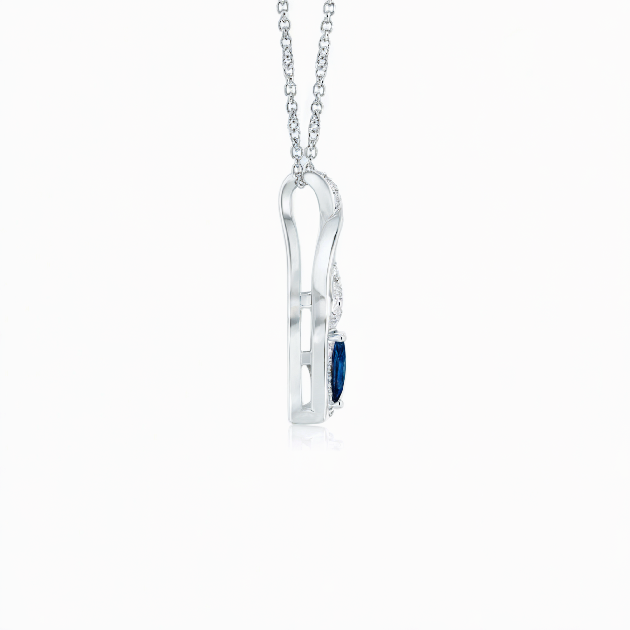 Collier Infini Cœur Bleu Saphir