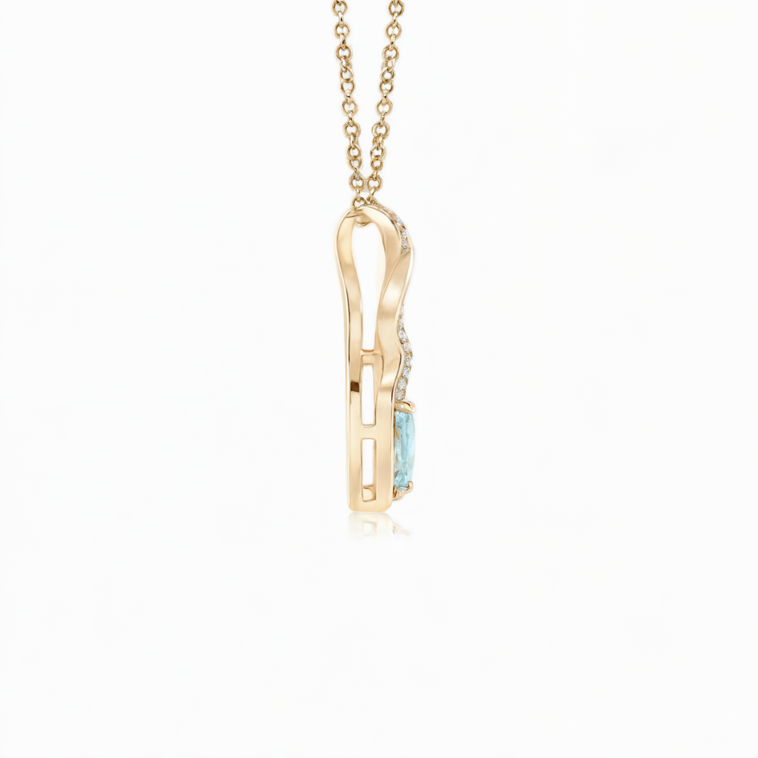 Collier Cœur Infini Aigue-Marine