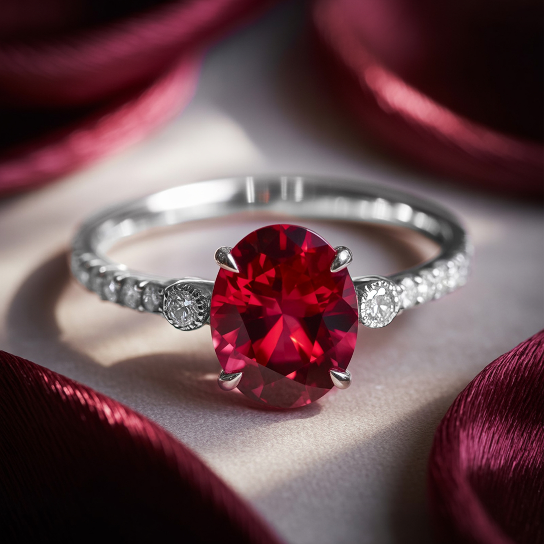 The Luna - Red Moissanite Ring