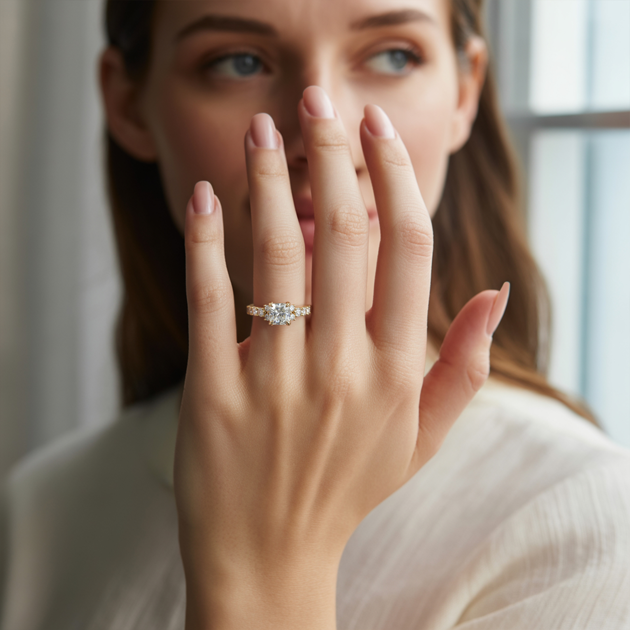 The Adelina Rae Cushion Cut Moissanite Ring