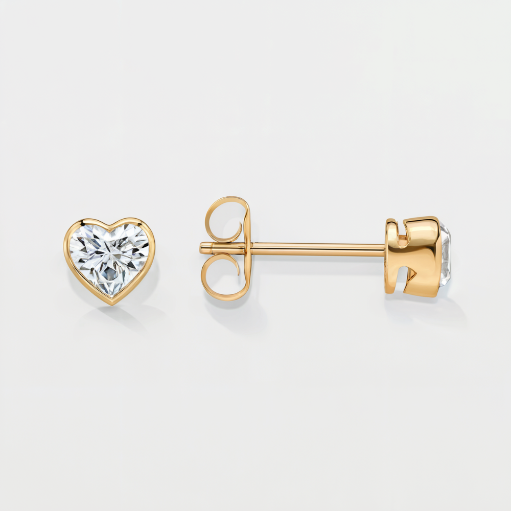 Boucles d'oreilles clous en forme de cœur