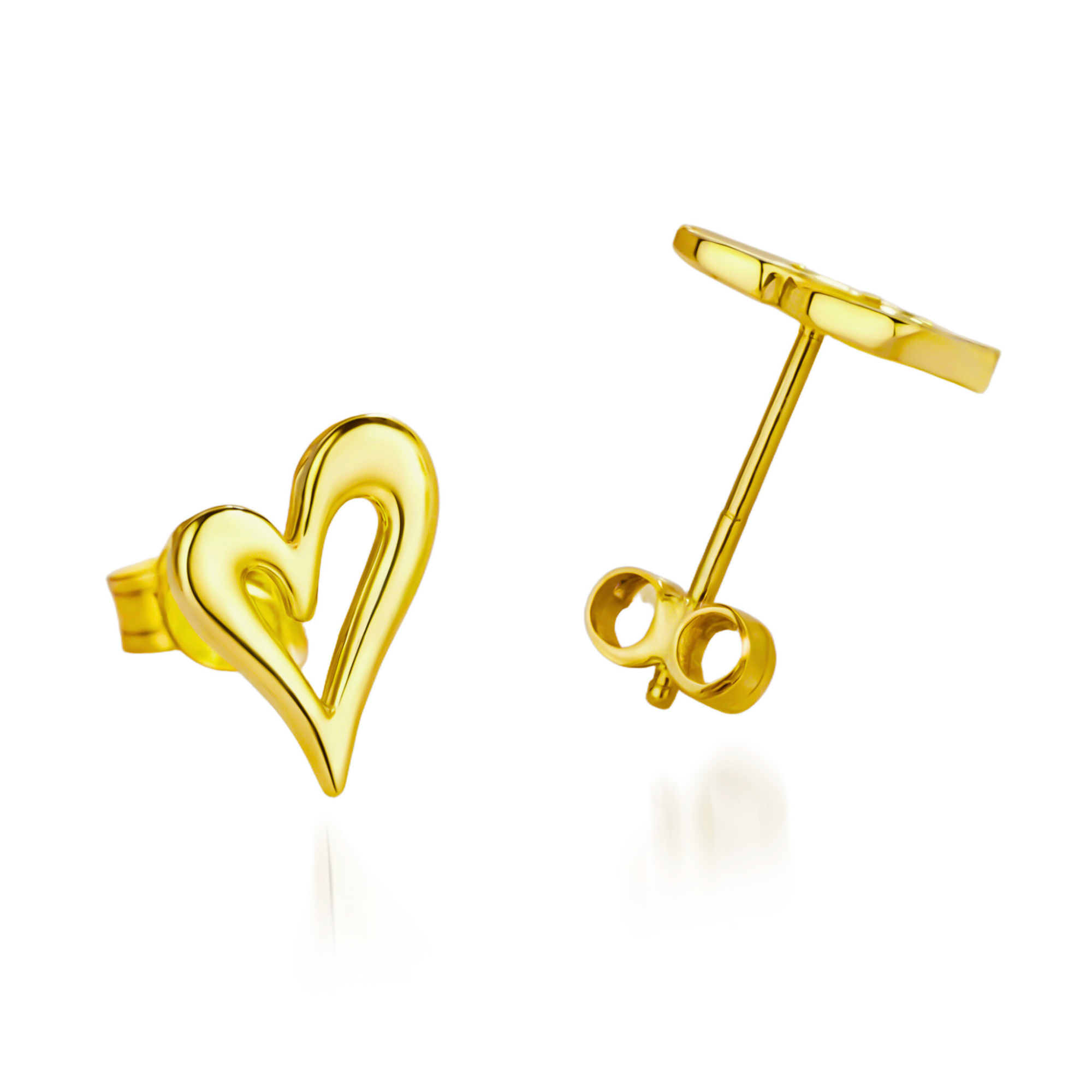 Boucles d'oreilles clous contour cœur