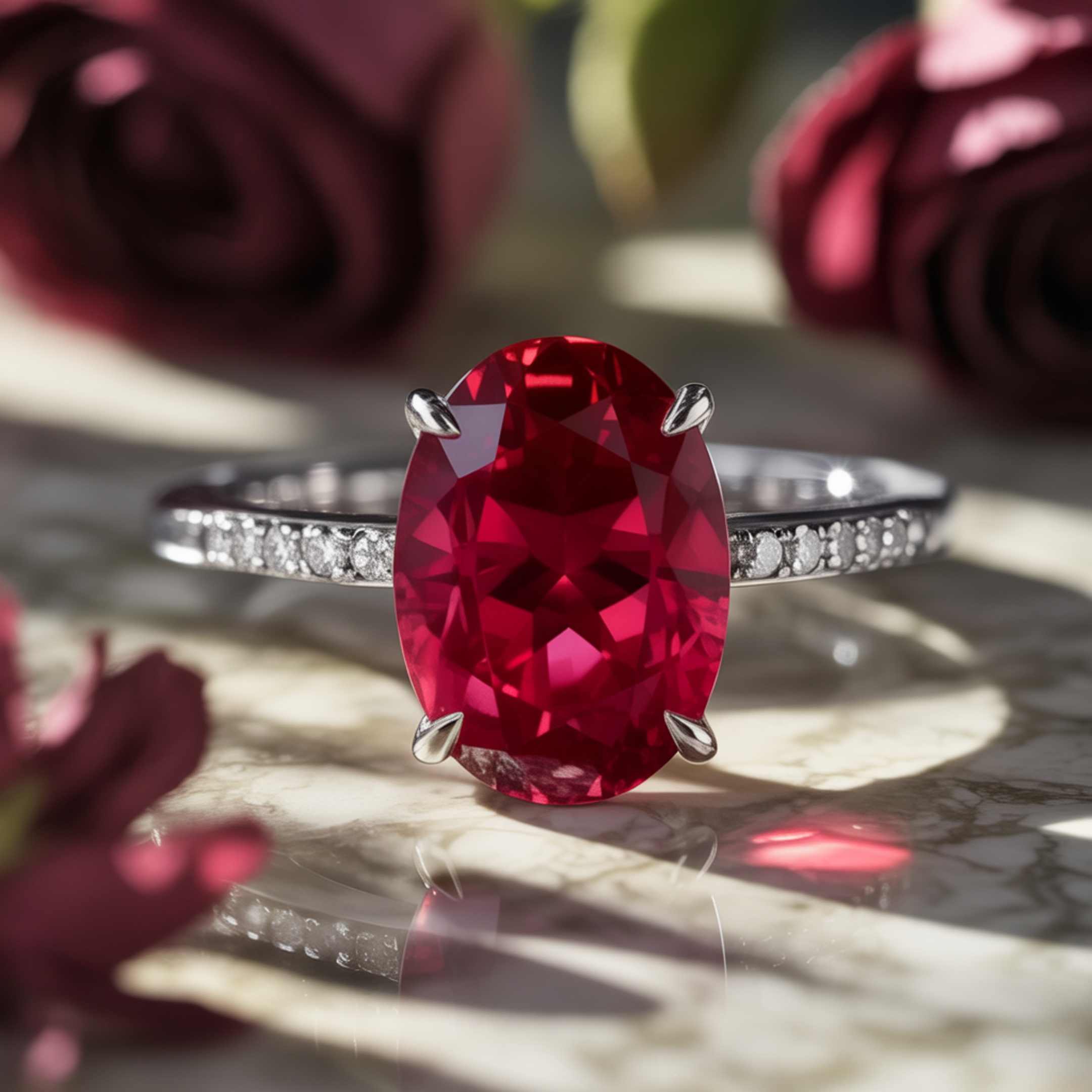 The Opaline - Red Moissanite Ring