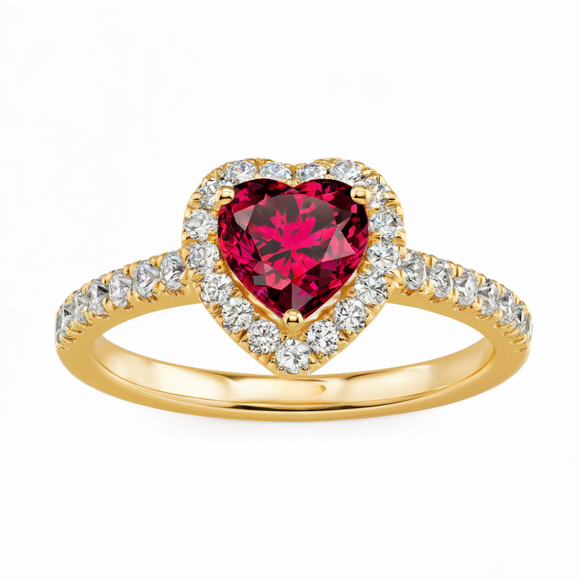 Bague de fiançailles cœur halo or