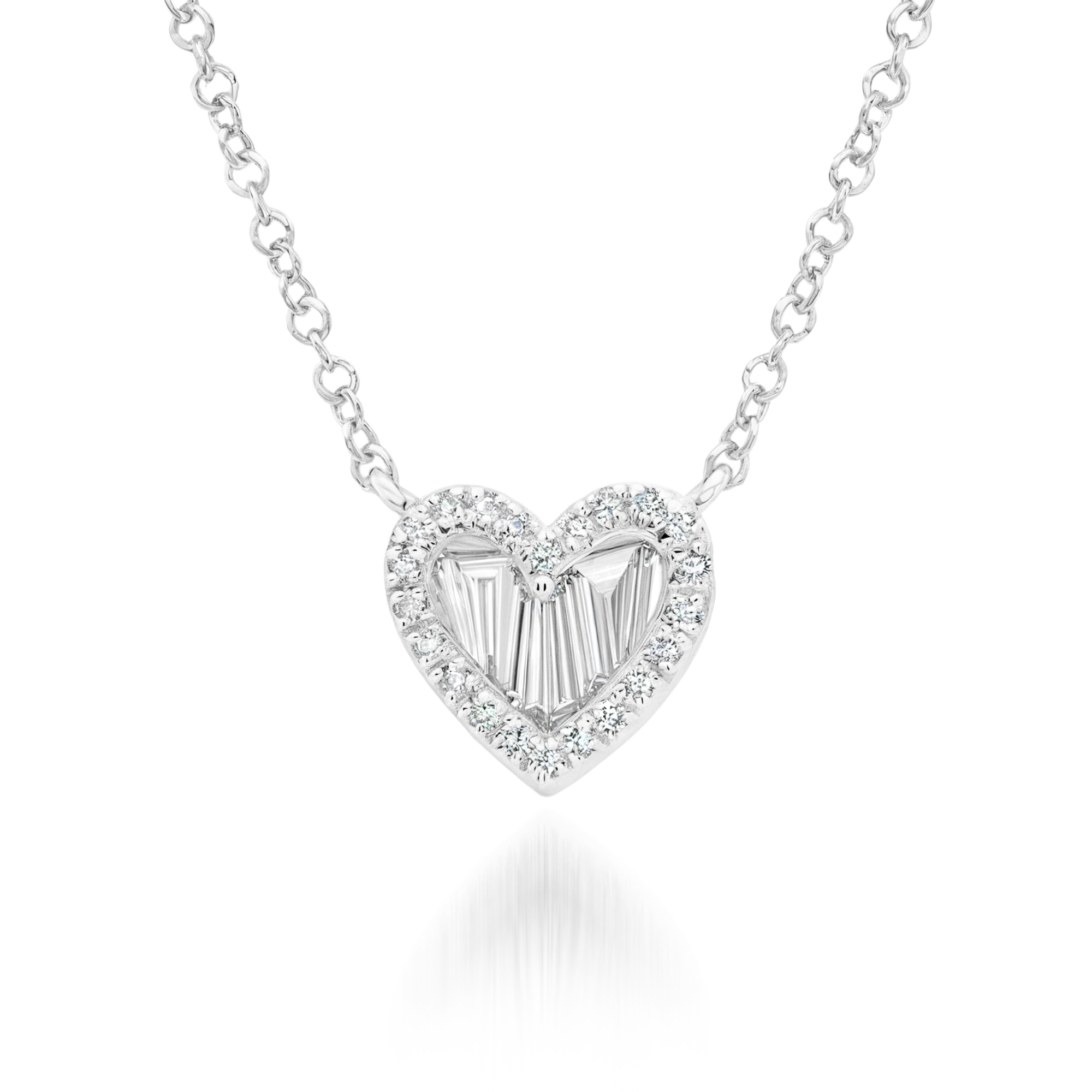 Pendentif Coeur Or Rose Diamants Baguette