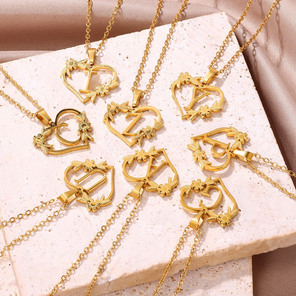 Collier Cœur Initial Or Personnalisé
