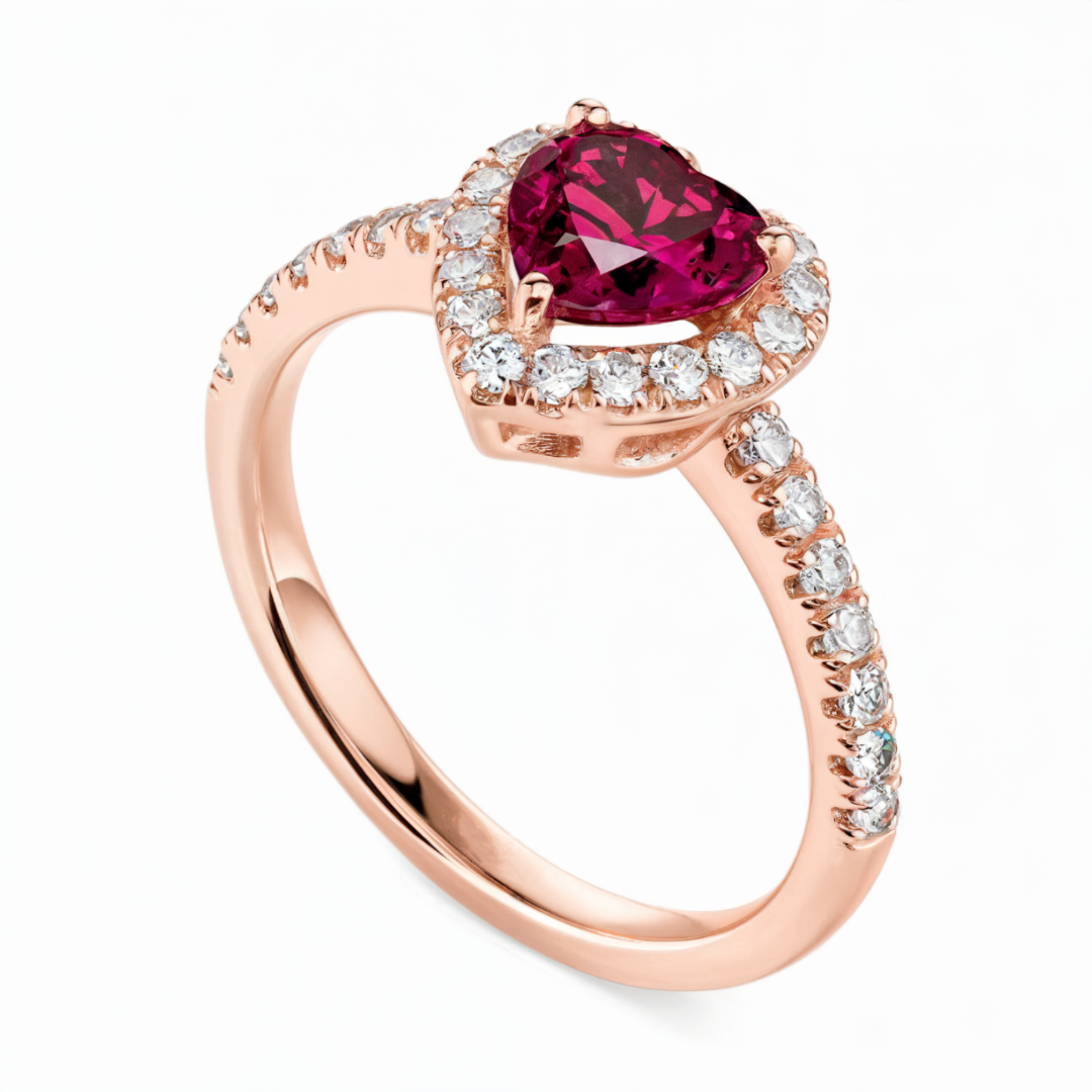 Bague de fiançailles cœur Halo 2CT Vintage
