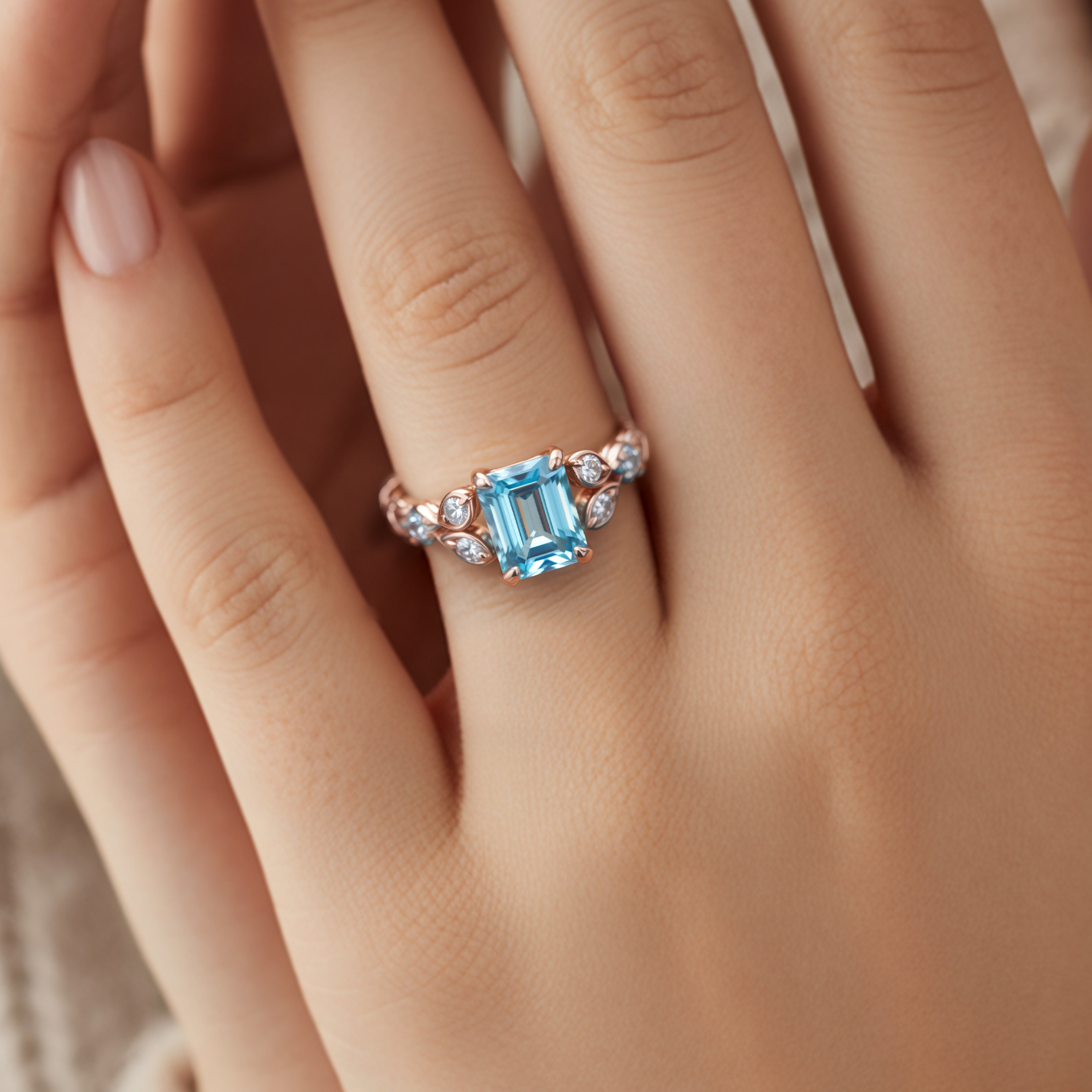 The Katalina Emerald Cut Moissanite Ring