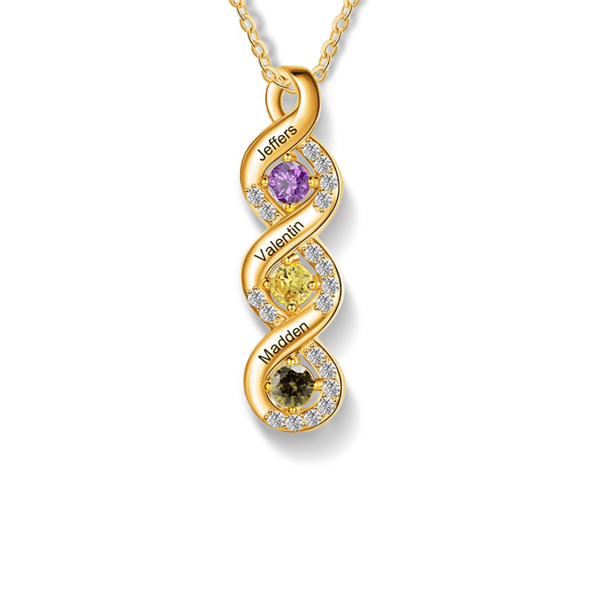 Collier Infini Familial Personnalisé Pierres de Naissance - Argent Sterling S925