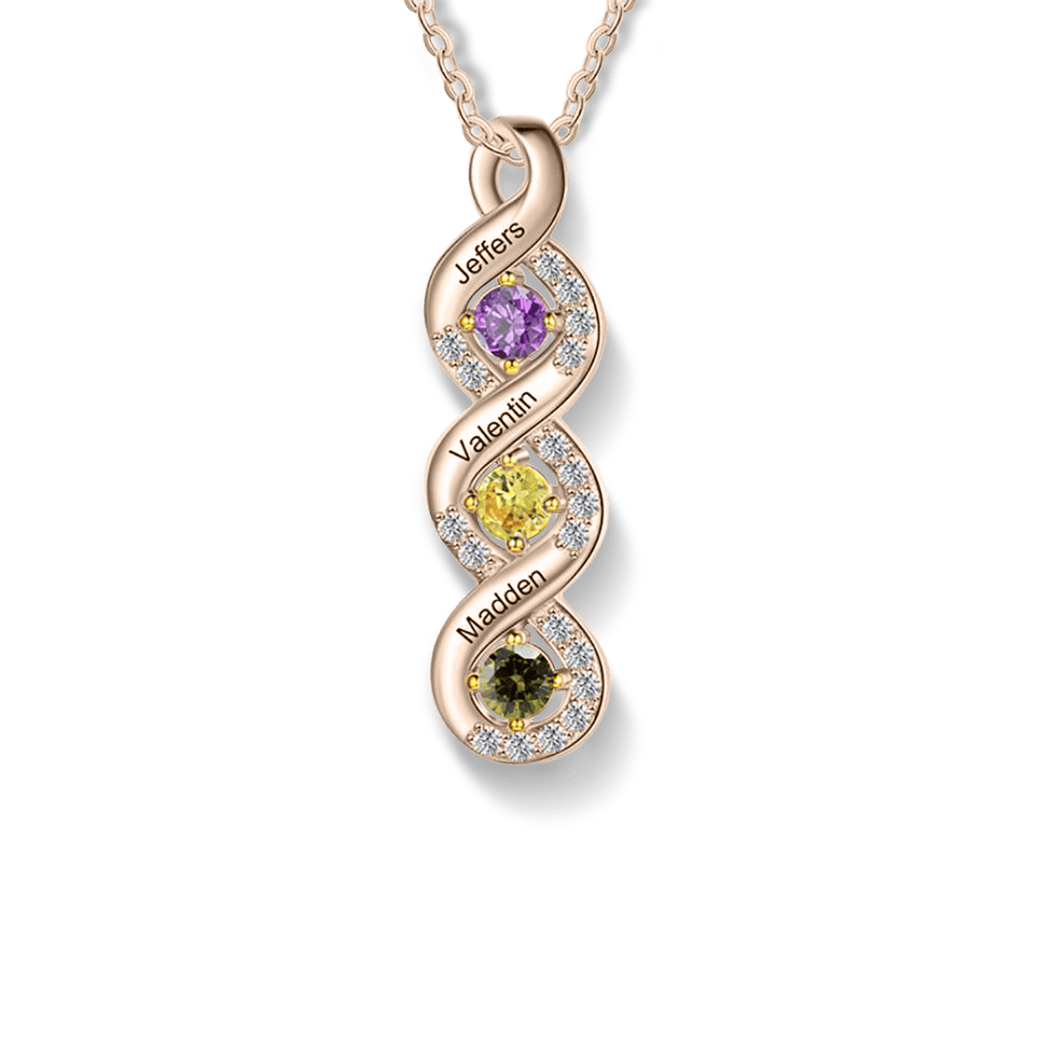 Collier Infini Familial Personnalisé Pierres de Naissance - Argent Sterling S925