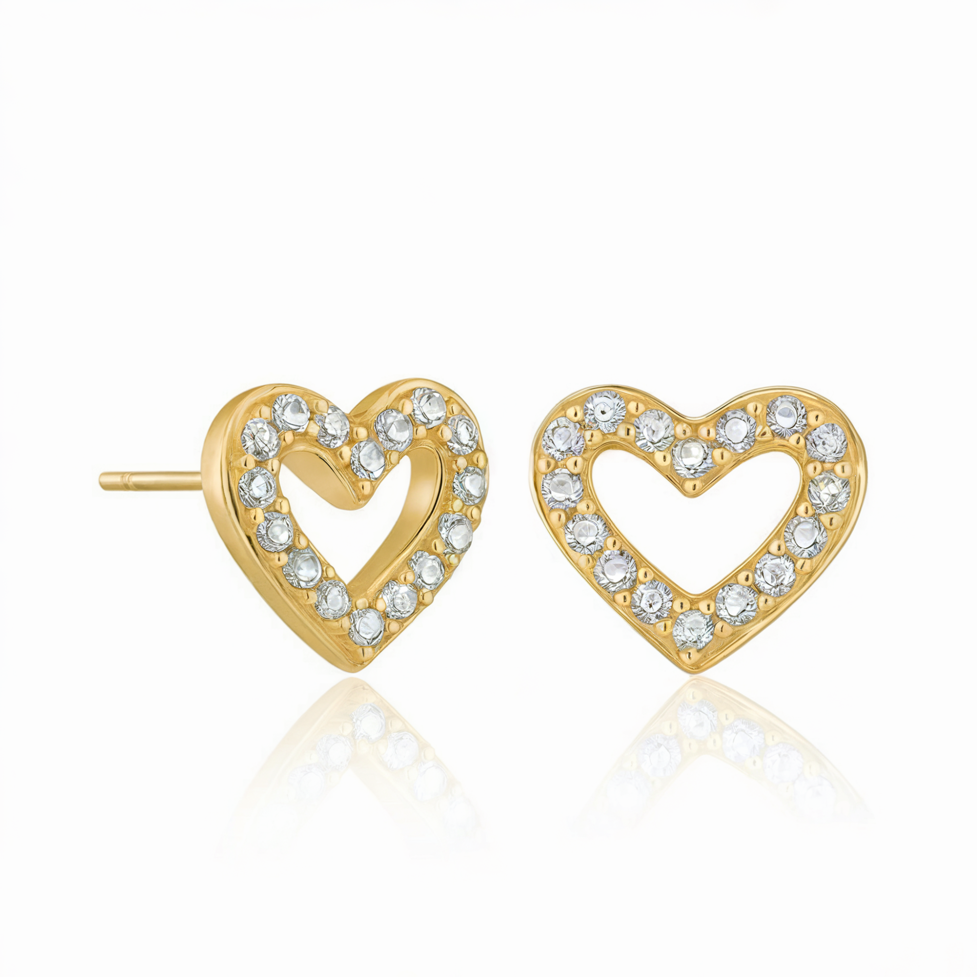 Boucles d'oreilles classiques à clous cœur ouvert