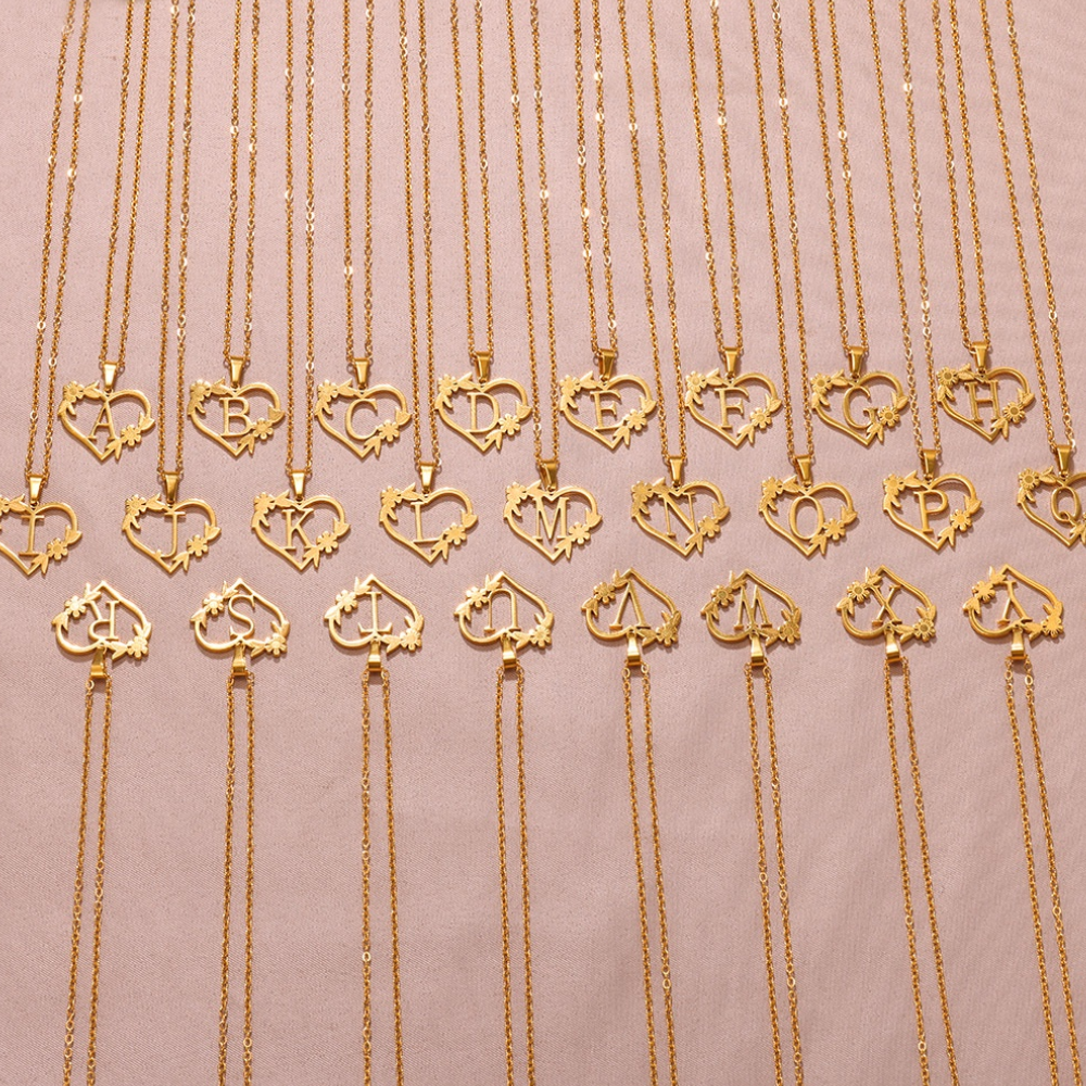 Collier Cœur Initial Or Personnalisé