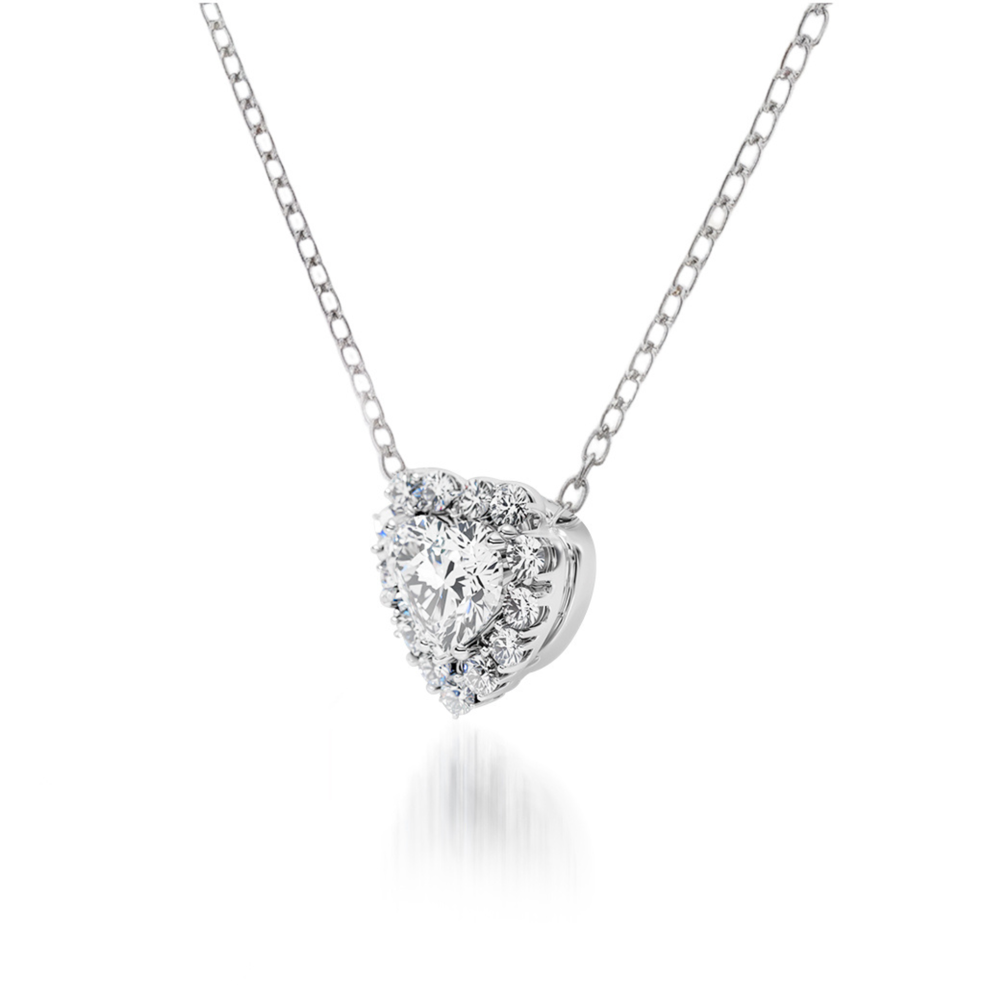 Collier avec Pendentif Coeur Halo Moissanite